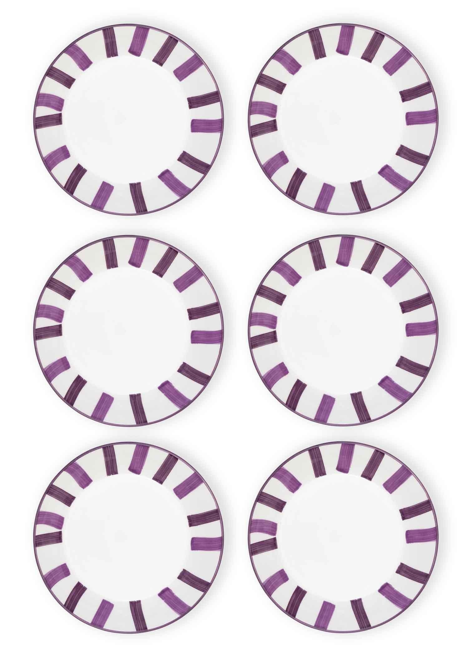 The Mia Joy Yemek Tabağı 6lı Set Mor 20 cm