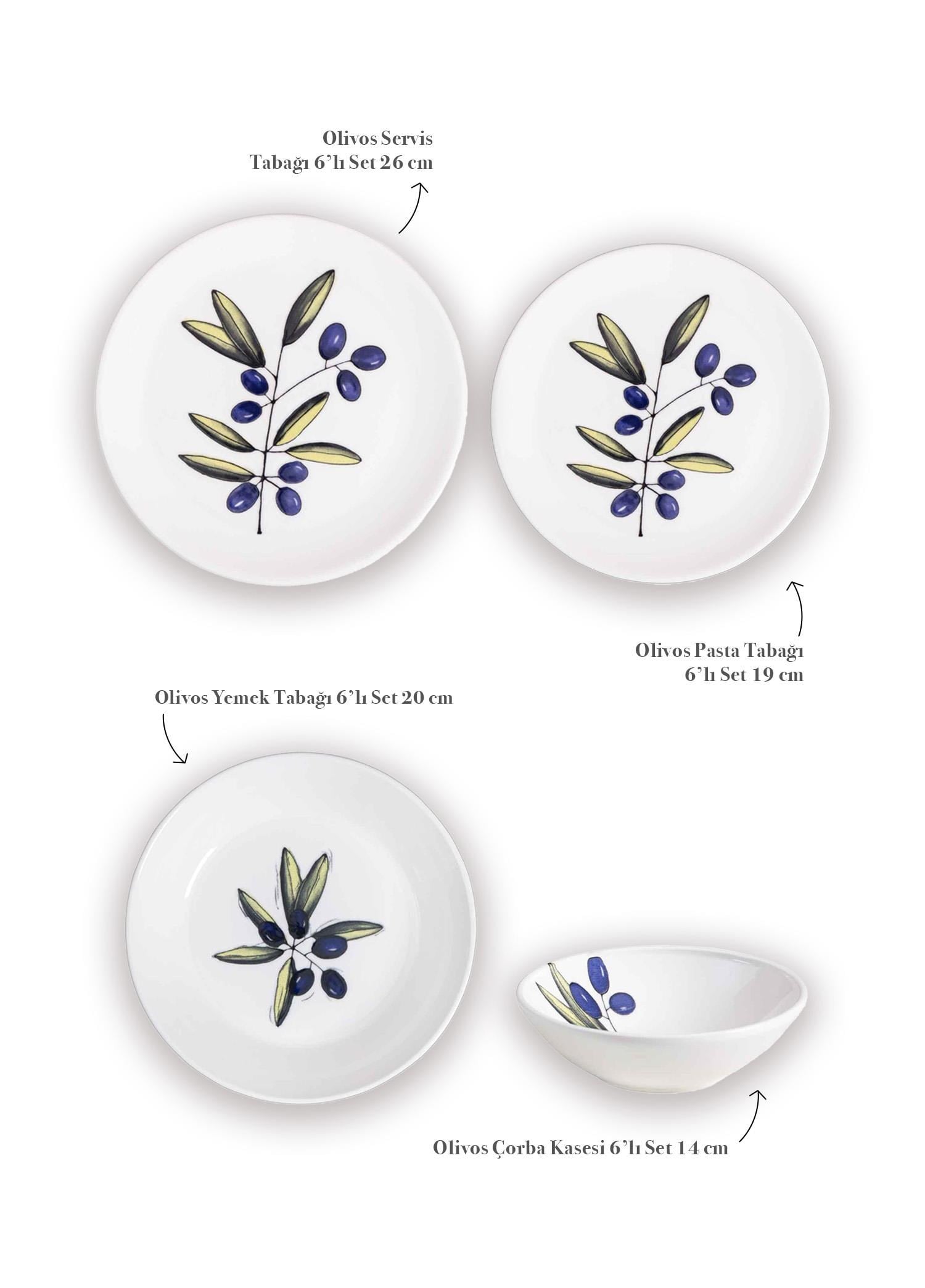 The Mia Olivos 6 Kişilik Yemek Takımı 24 Parça Set 1