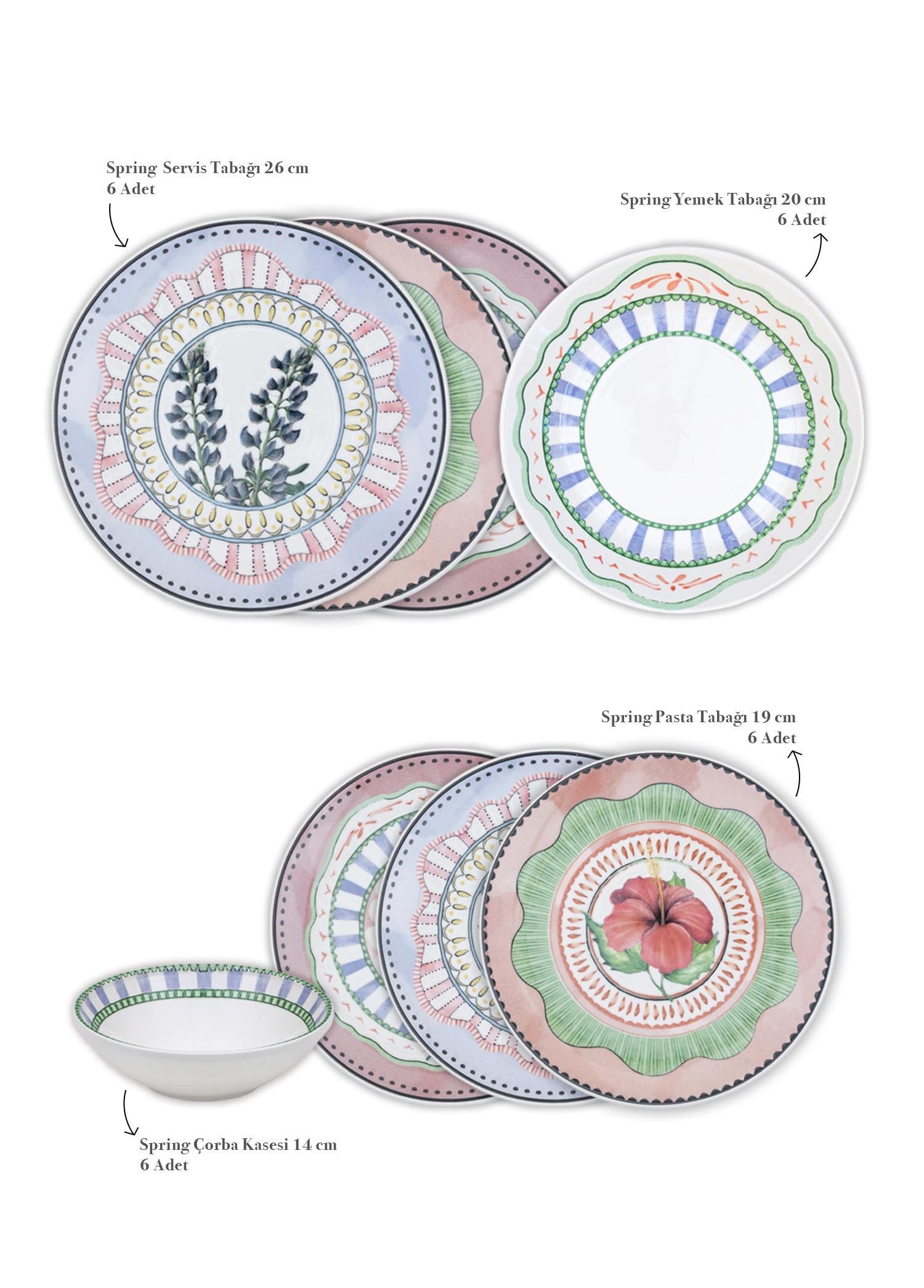 The Mia Spring 6 Kişilik Yemek Takımı 24 Parça Set 2