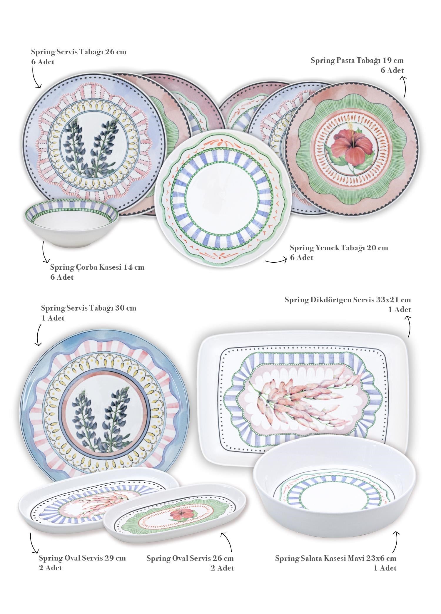The Mia Spring 6 Kişilik Yemek Takımı 31 Parça Set 2
