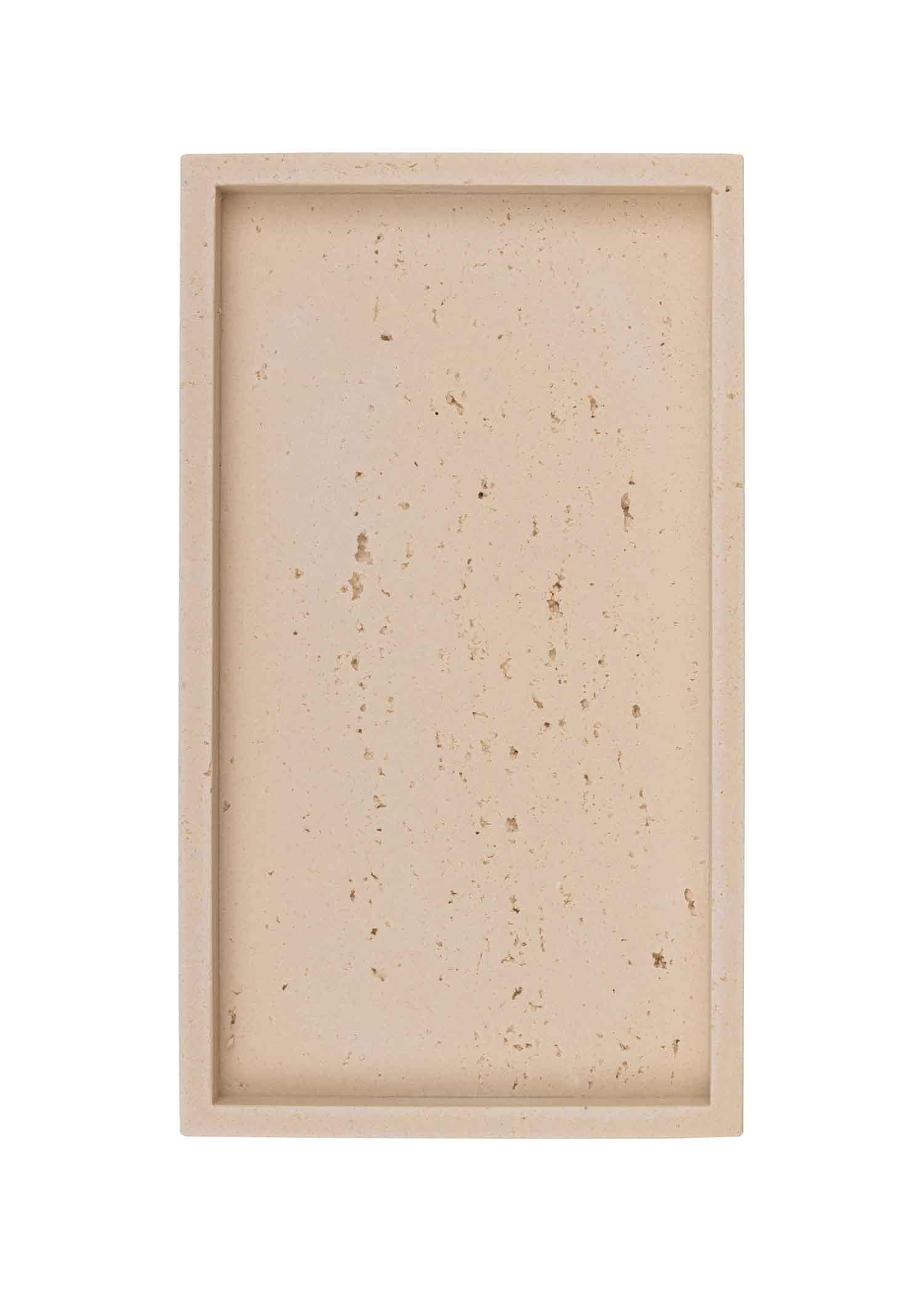The Mia Travertine Banyo Tepsisi Bej 28x16x3 cm