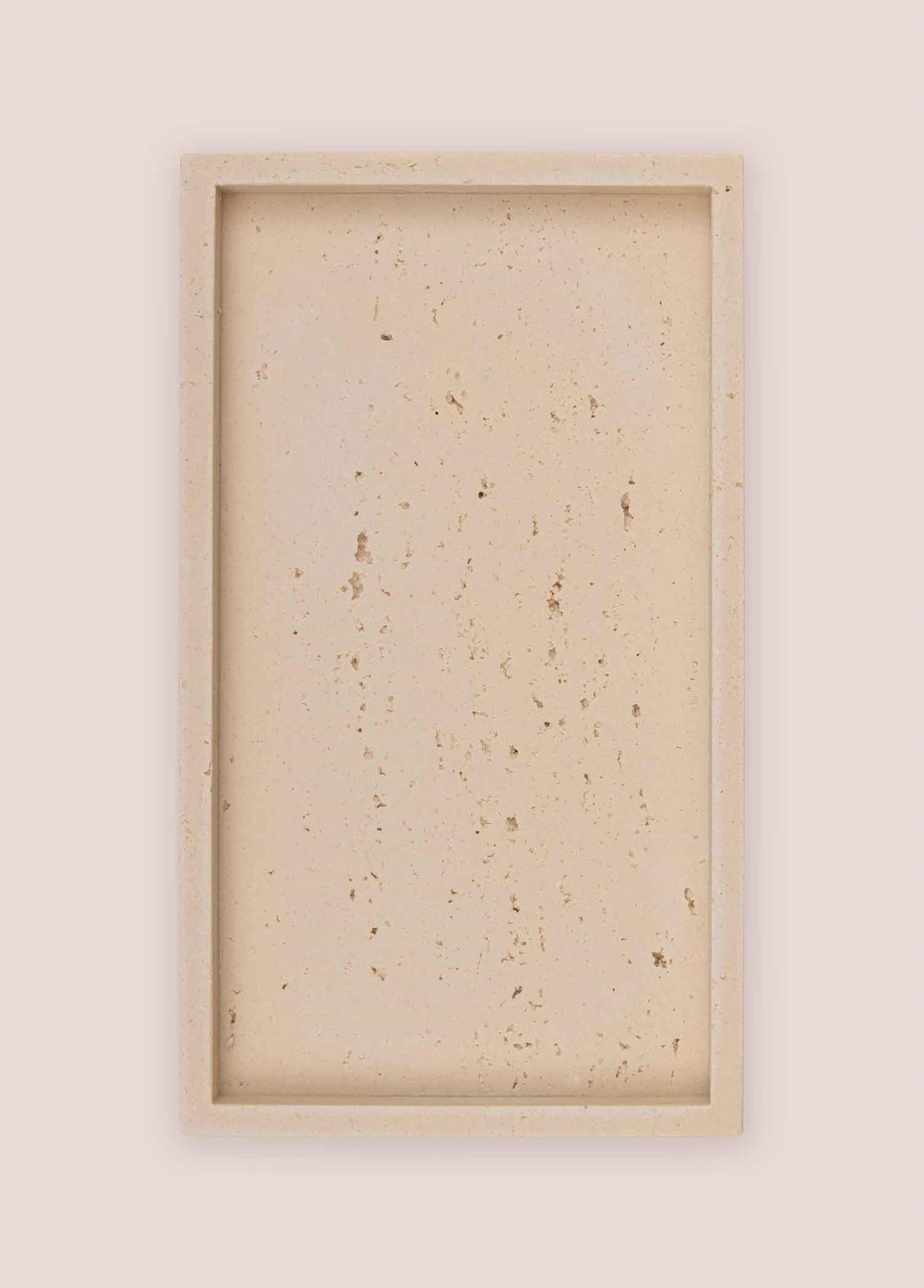The Mia Travertine Banyo Tepsisi Bej 28x16x3 cm