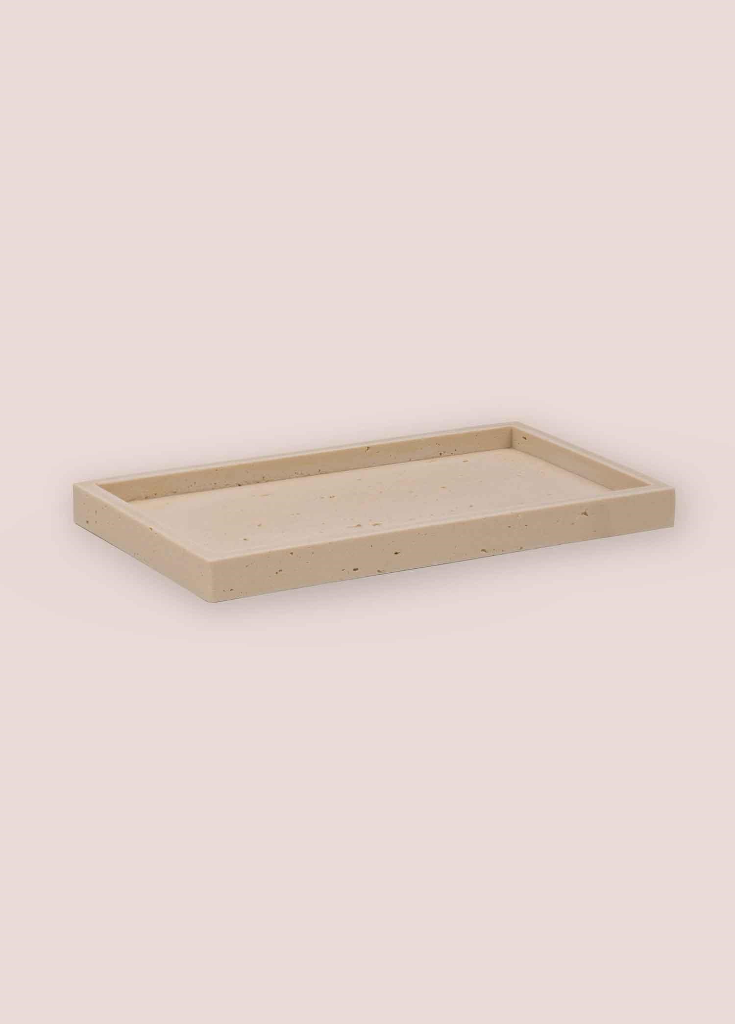 The Mia Travertine Banyo Tepsisi Bej 28x16x3 cm