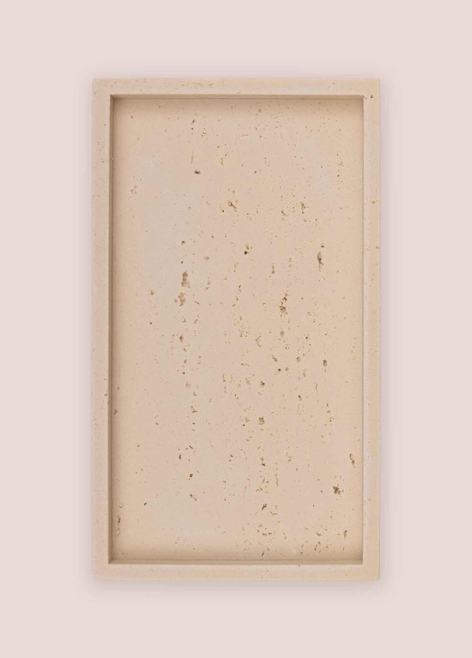 The Mia Travertine Banyo Tepsisi Bej 28x16x3 cm