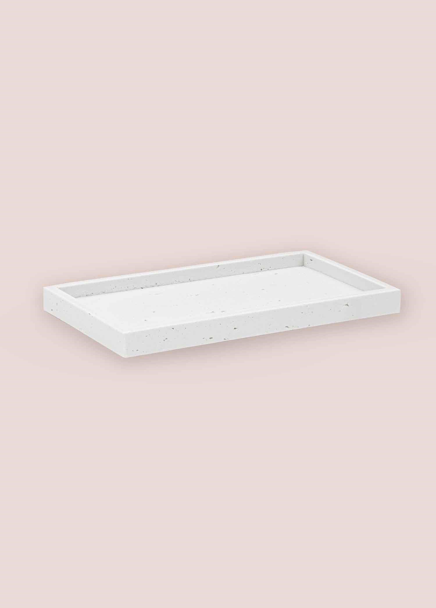 The Mia Travertine Banyo Tepsisi Beyaz 28x16x3 cm