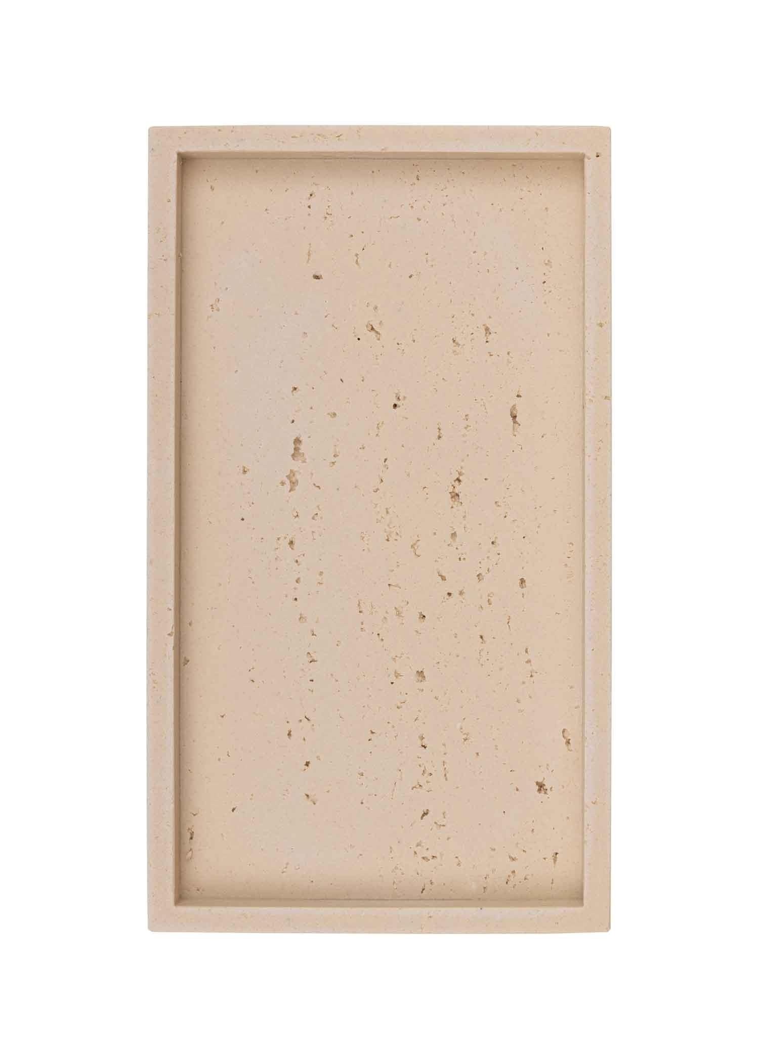 The Mia Travertine Banyo Tepsisi Bej 28x16x3 cm