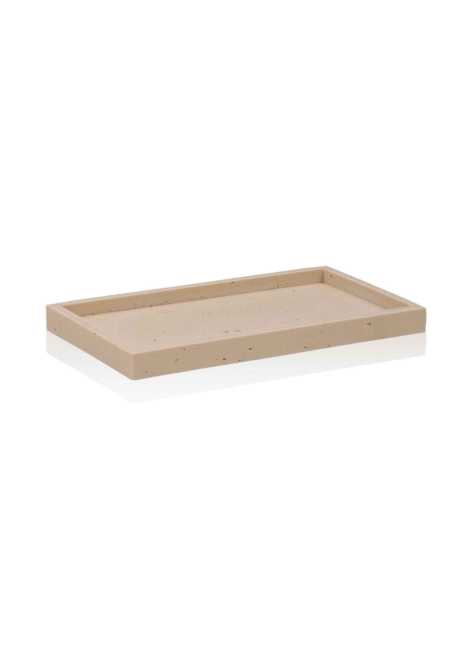 The Mia Travertine Banyo Tepsisi Bej 28x16x3 cm