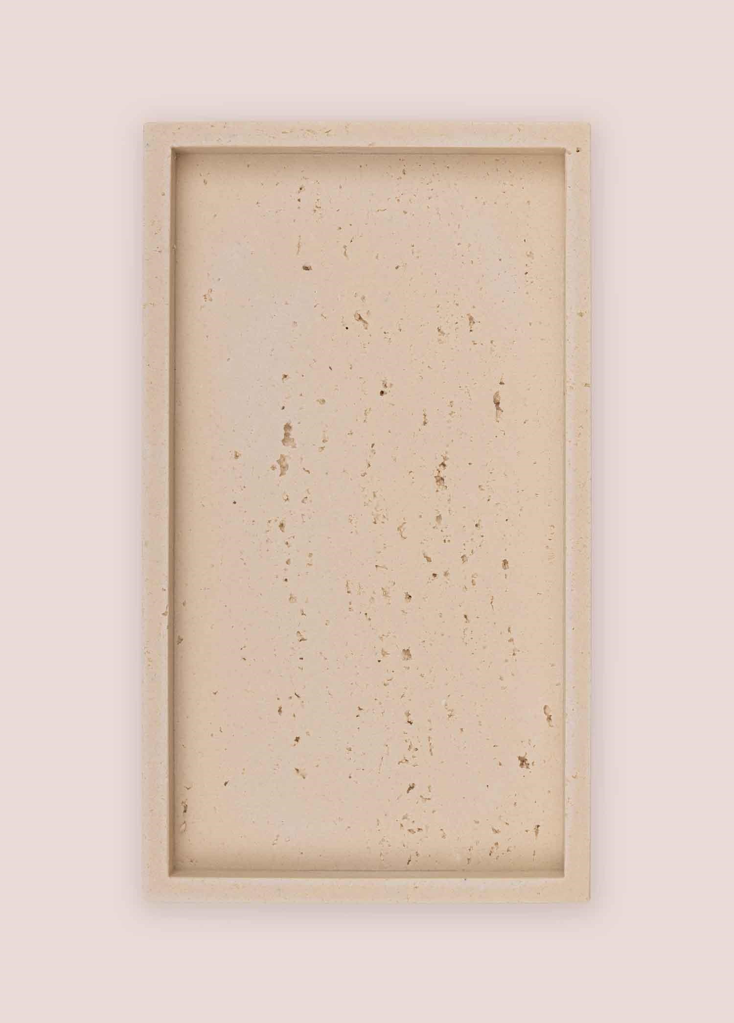 The Mia Travertine Banyo Tepsisi Bej 28x16x3 cm