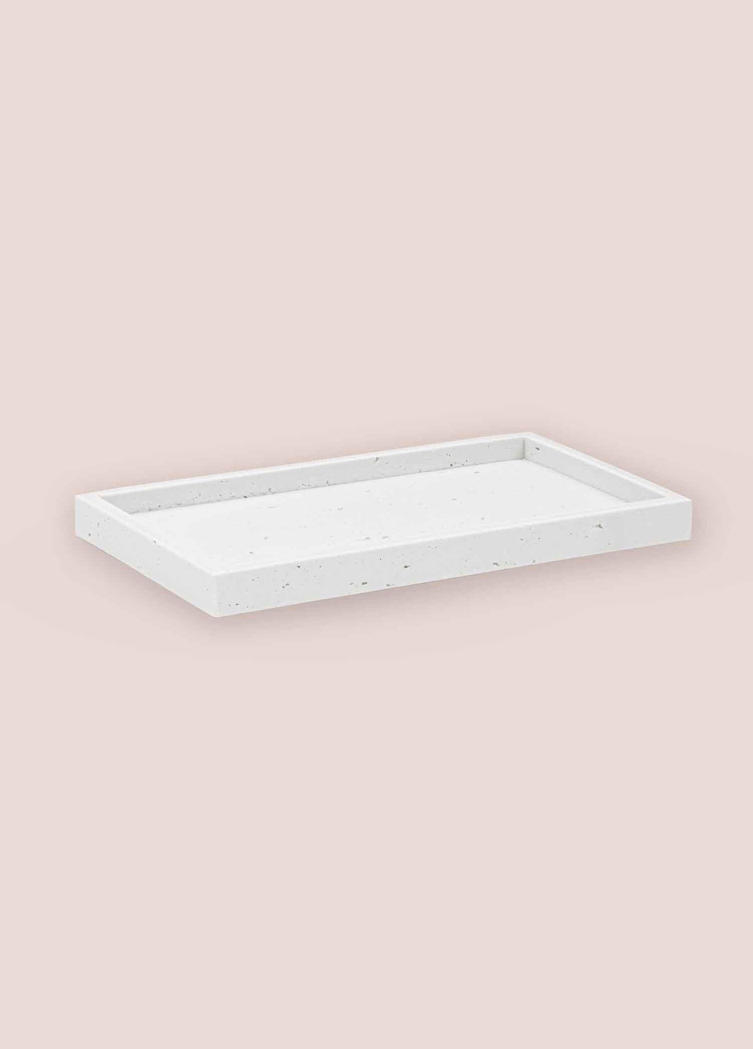 The Mia Travertine Banyo Tepsisi Beyaz 28x16x3 cm