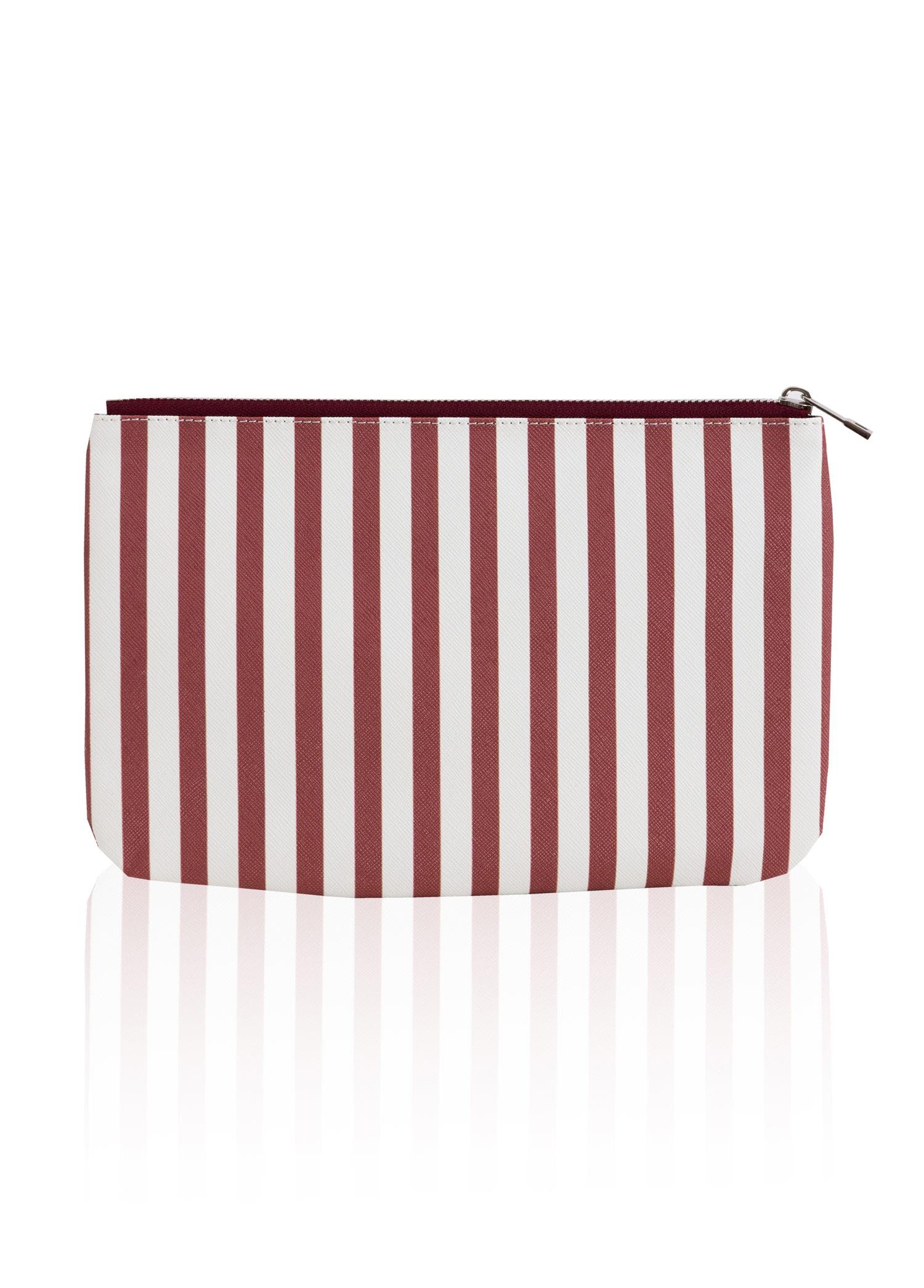 The Mia Clutch Stripe Bordo Beyaz 27 x 19 Cm
