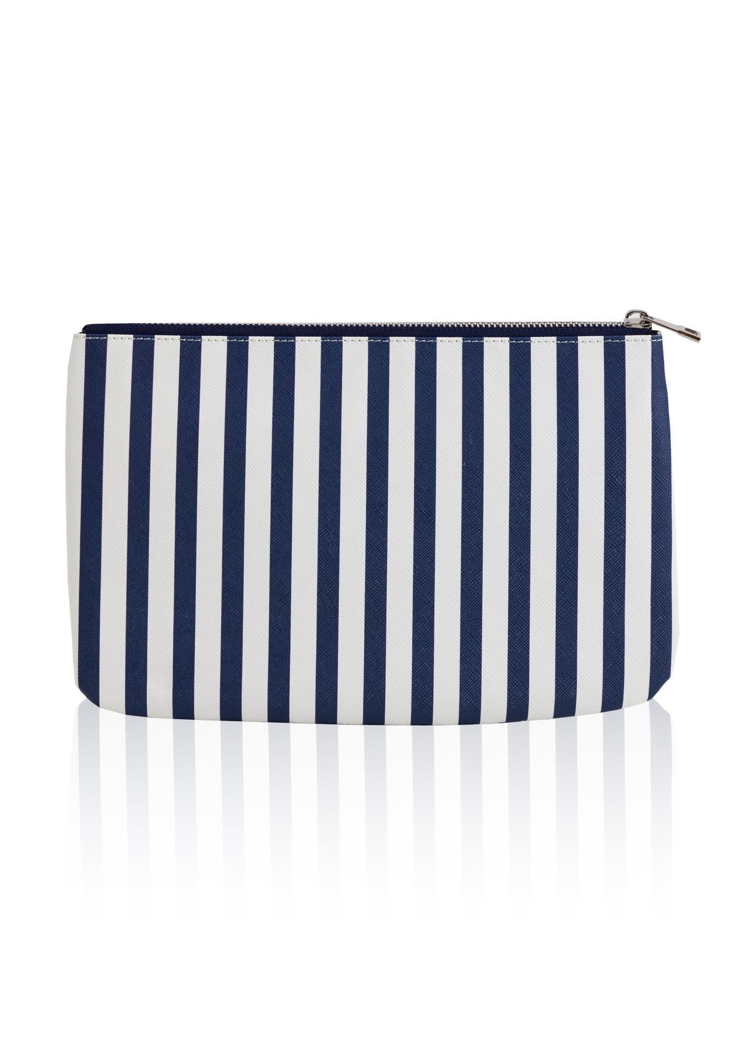The Mia Clutch Stripe Mavi Beyaz 27 x 19 Cm