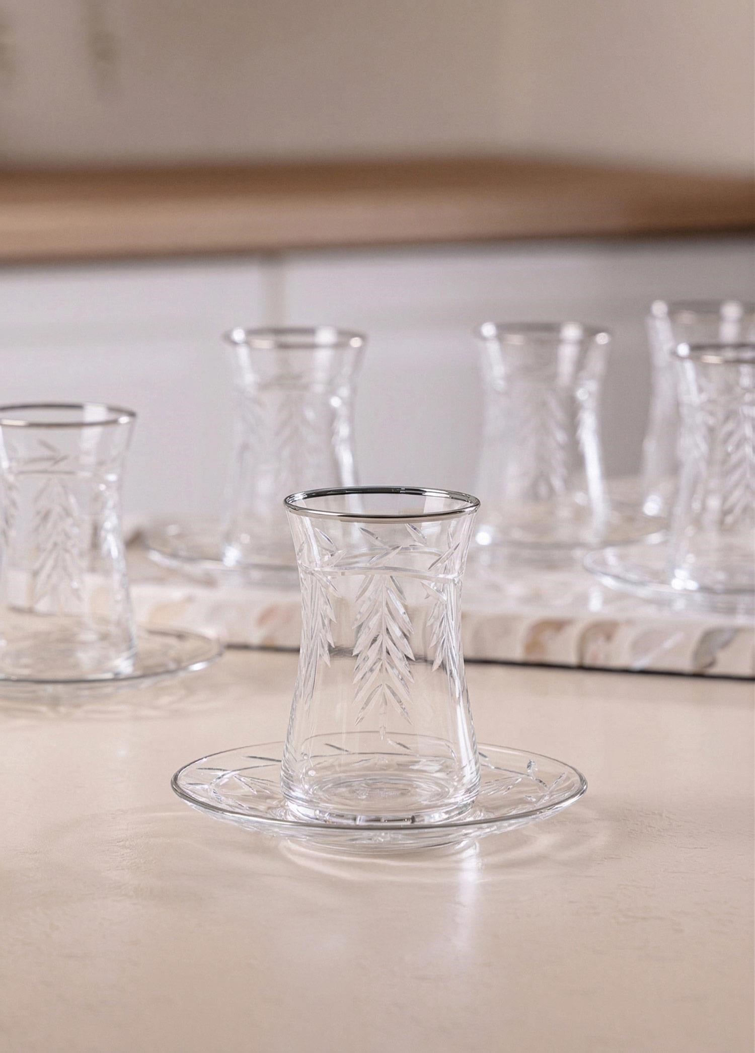 The Mia Leaf Çay Seti Gümüş 12 Parça