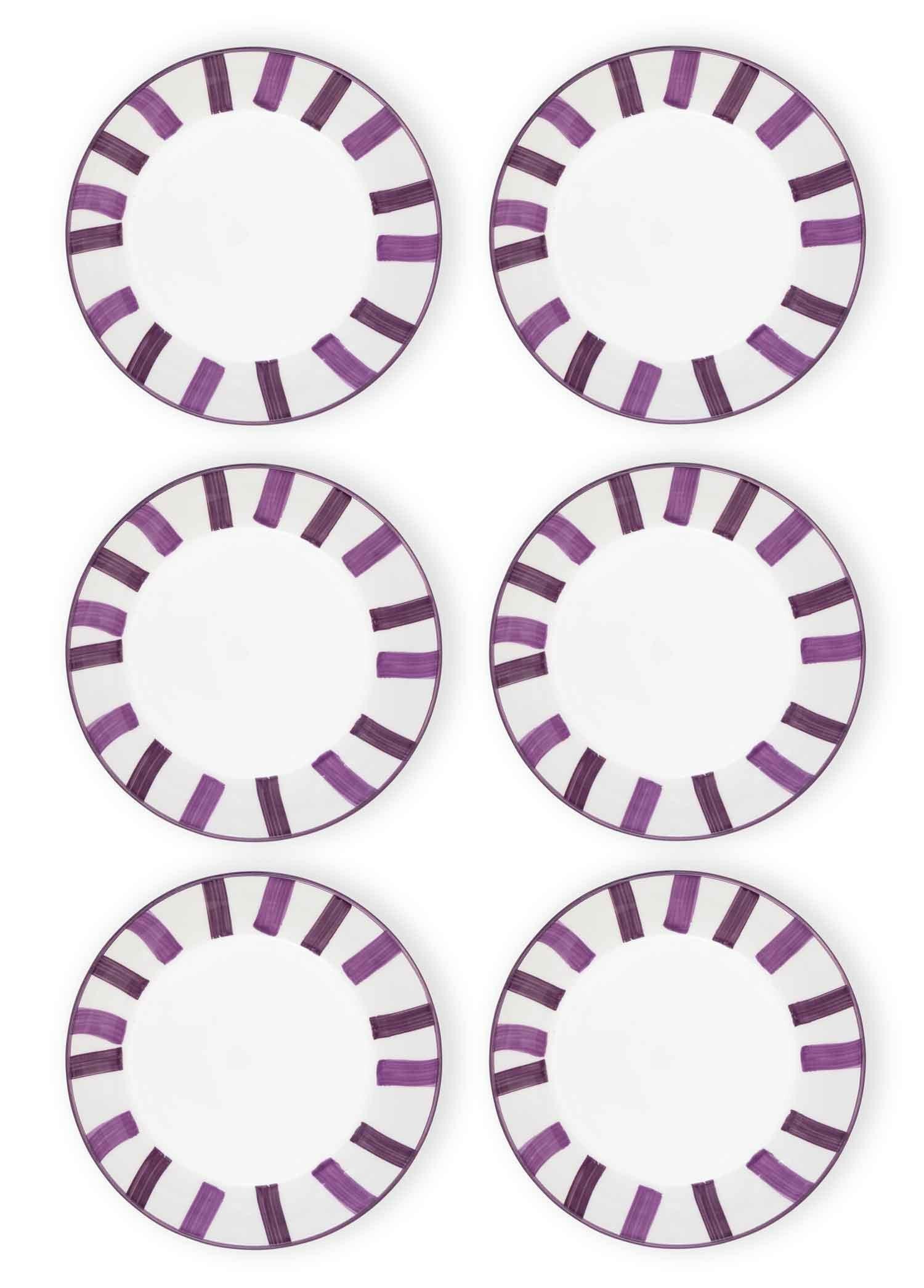 The Mia Joy Yemek Tabağı 6lı Set Mor 20 cm