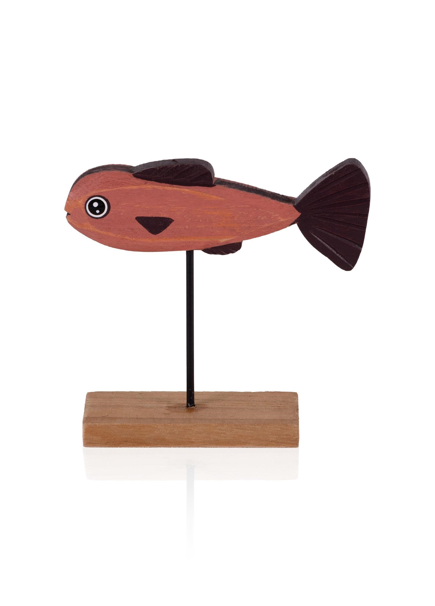 The Mia Retro Ahşap Balık Figürlü Masaüstü Obje 14 cm