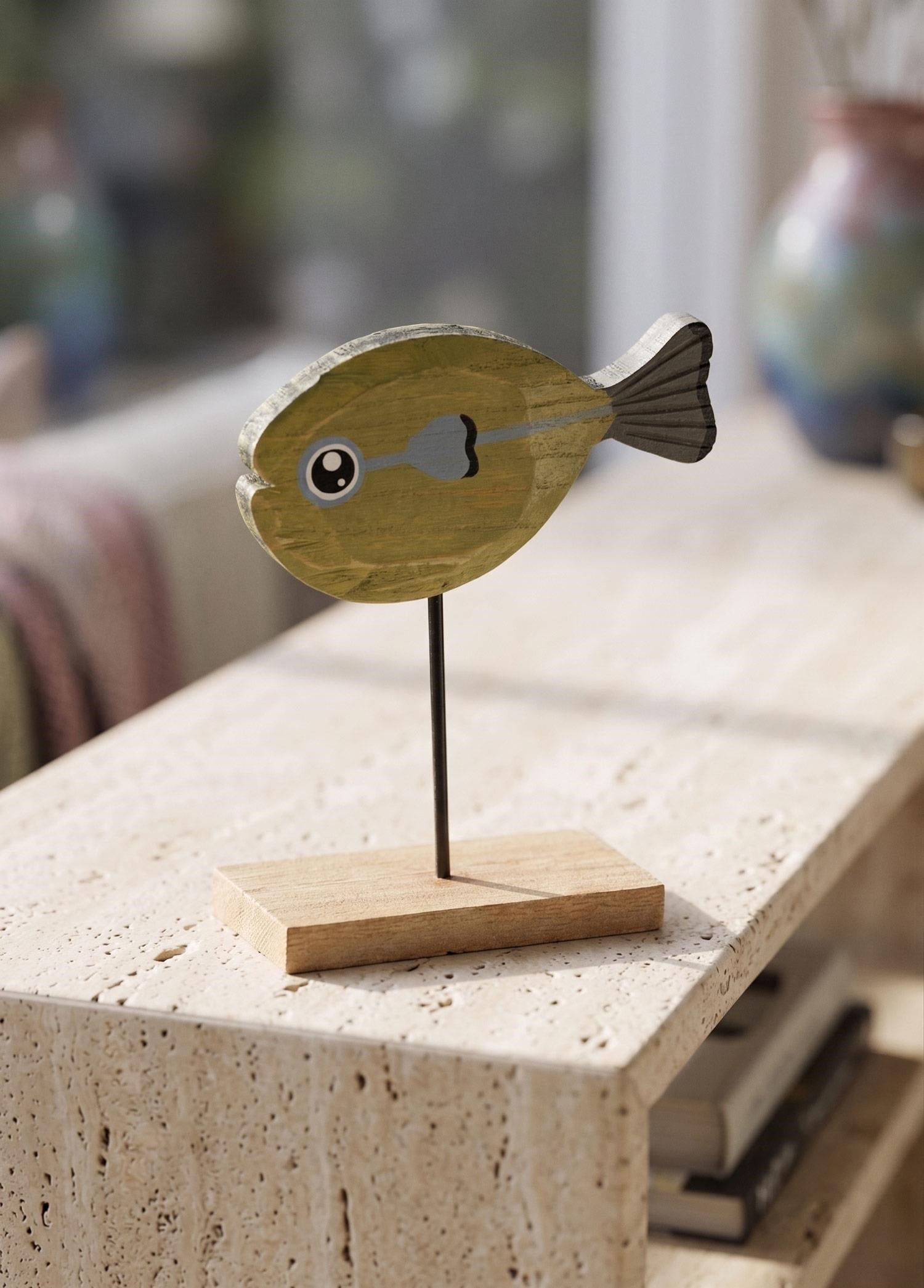 The Mia Retro Ahşap Balık Figürlü Masaüstü Obje 16 cm