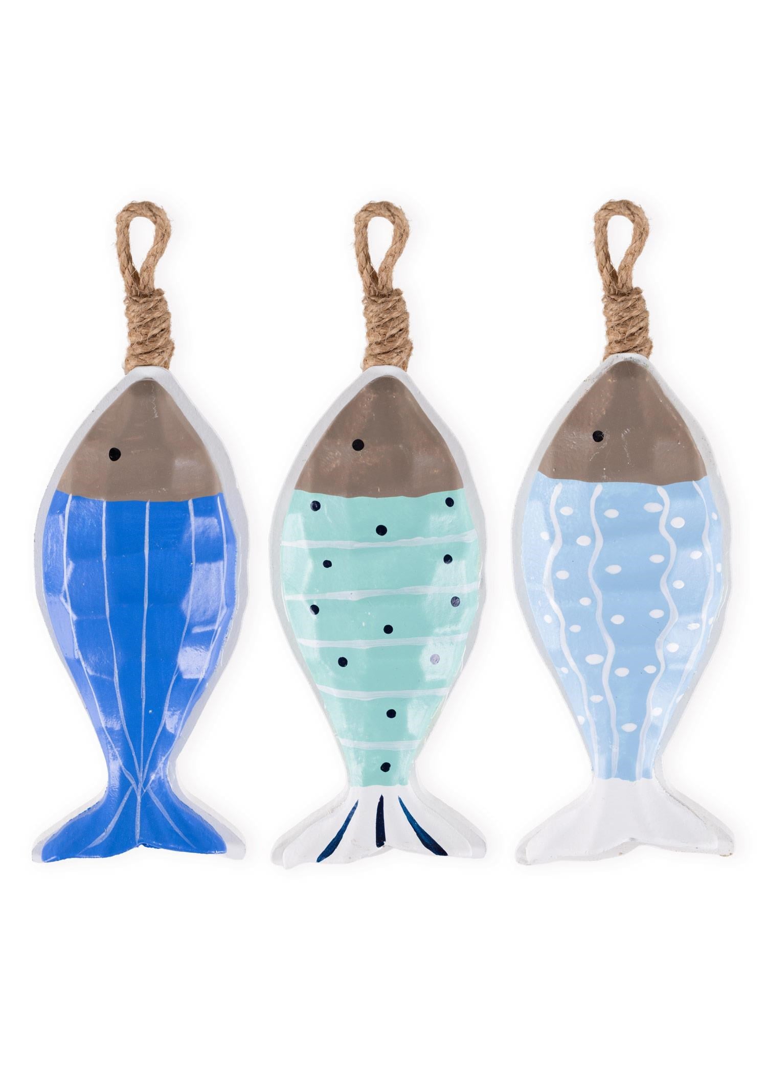 The Mia Retro Coastal 3lü Balık Biblo Duvar Süsü 16 cm
