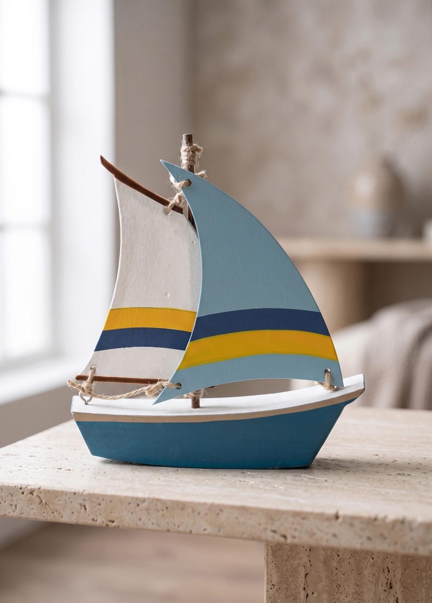 The Mia Retro Marin Çift Yelkenli Tekne Biblosu 17 cm