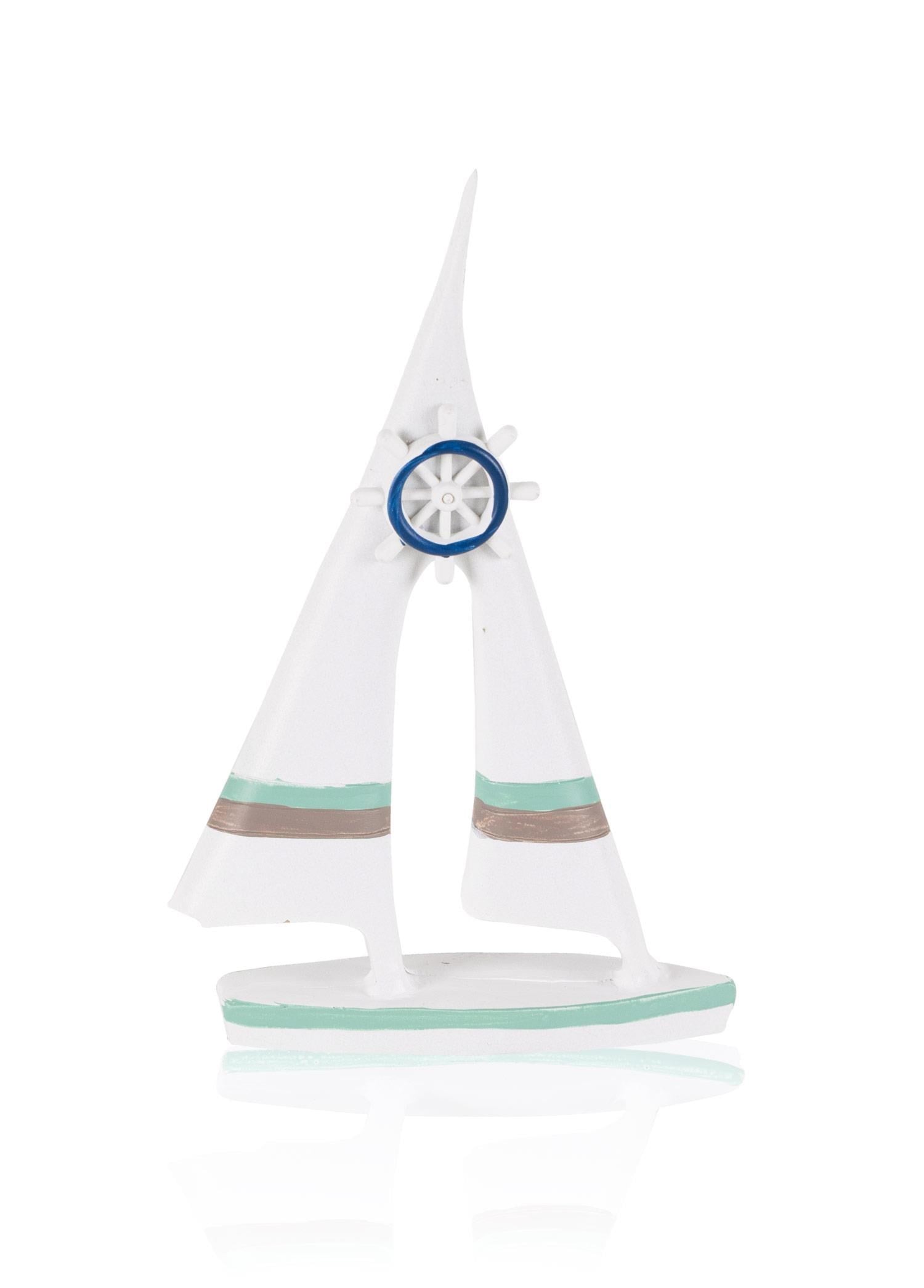 The Mia Retro Marin Çift Yelkenli Mavi Dümenli Biblo 19 cm