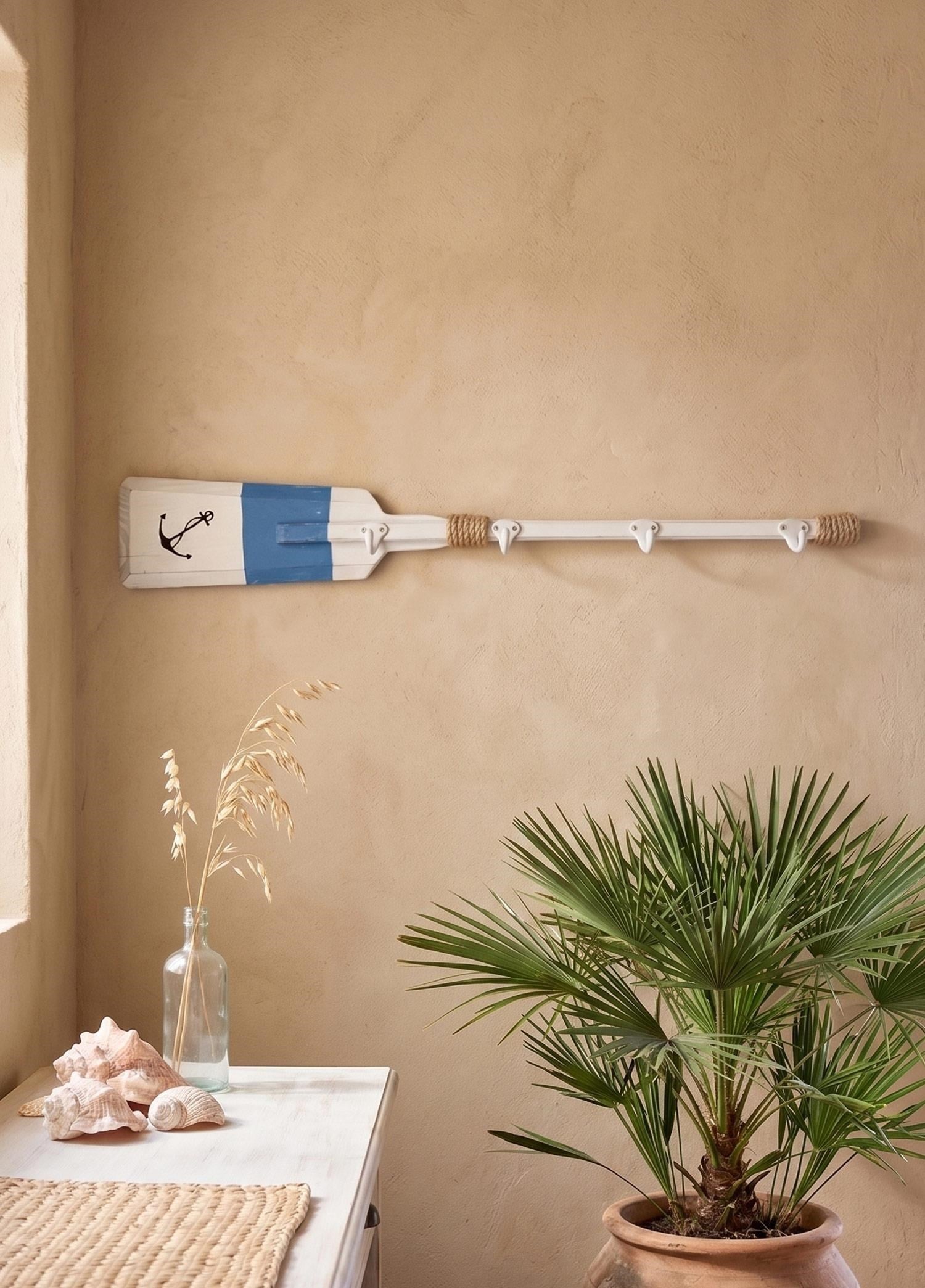 The Mia Retro Marin Stil Ahşap Duvar Askısı Kürek 80 cm