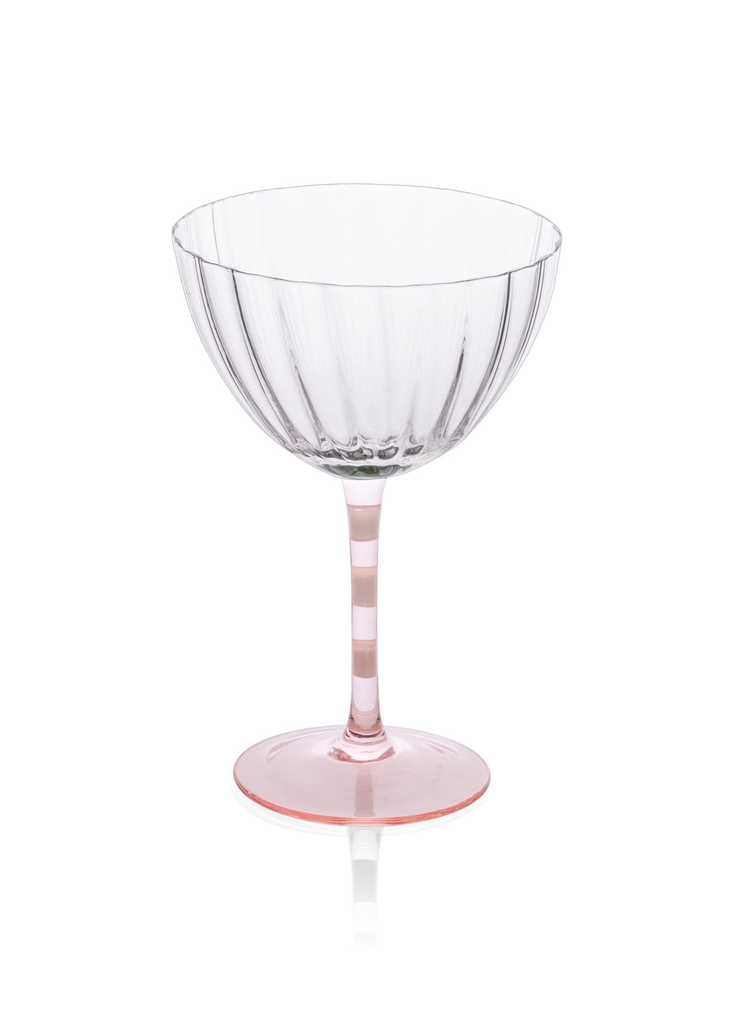 The Mia Ayaklı Cam Dondurma Kasesi Pembe Beyaz 280 ml