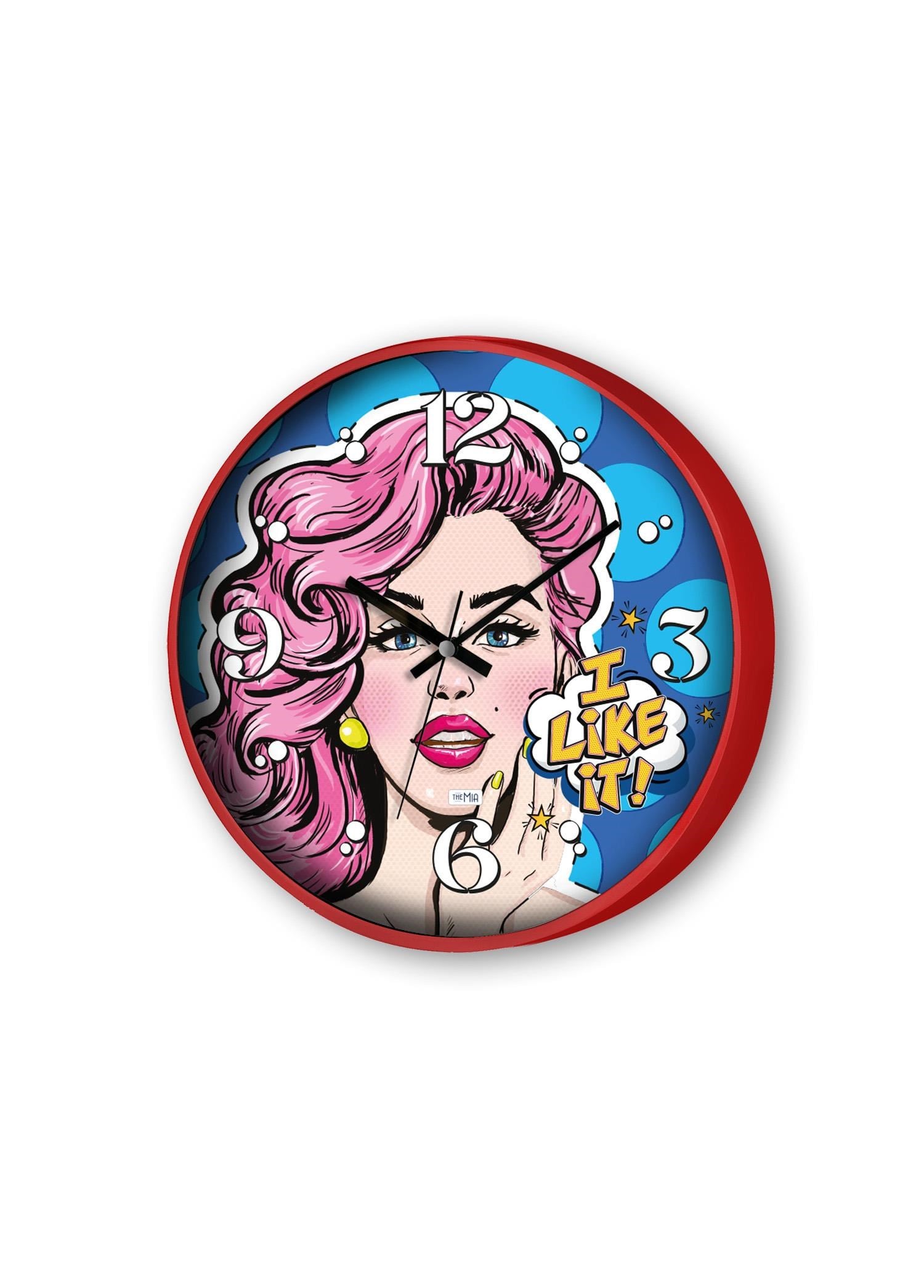 The Mia Popart Duvar Saati Mavi 30 Cm