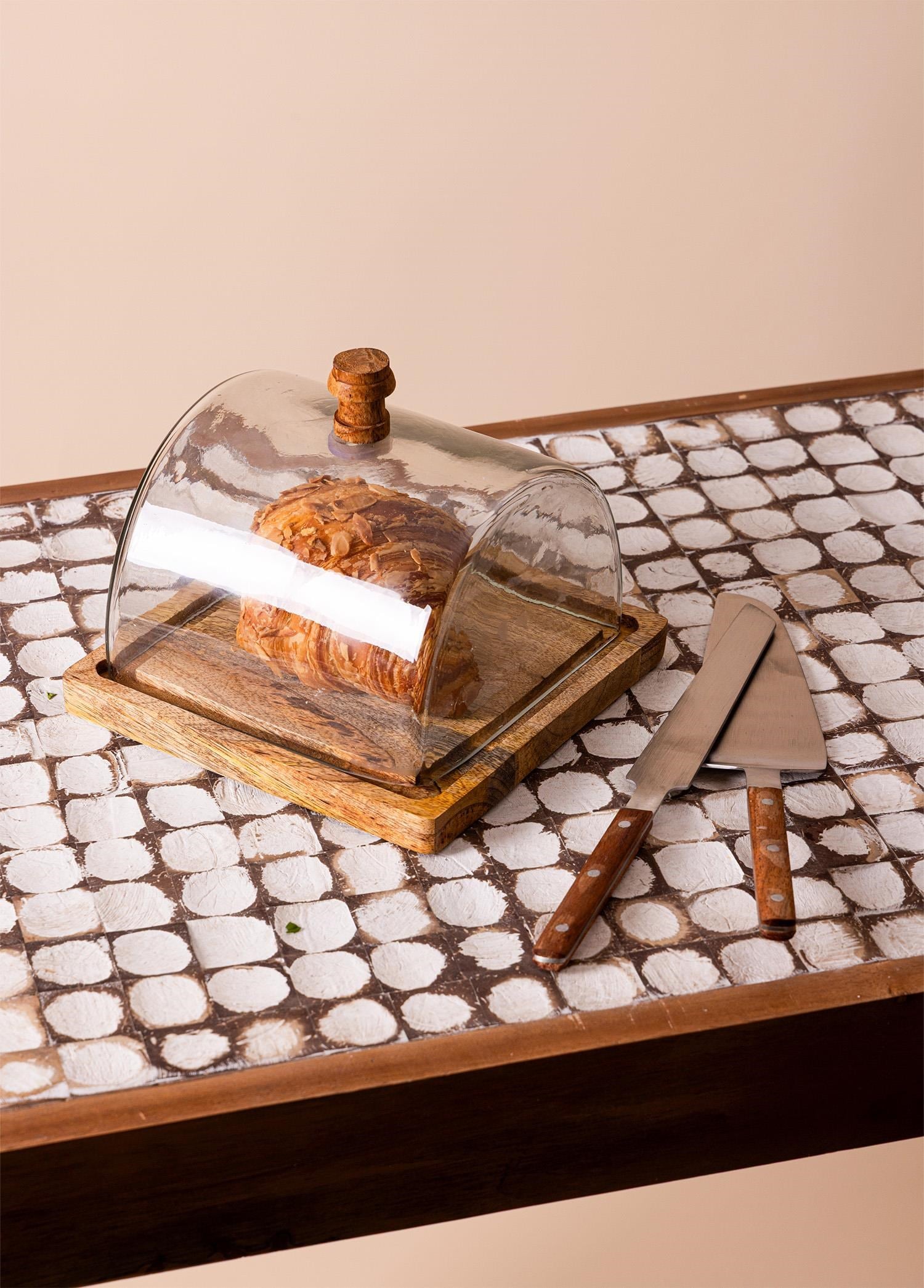 The Mia Madera Dikdörtgen Kek Saklama Fanusu 18x24x24 cm