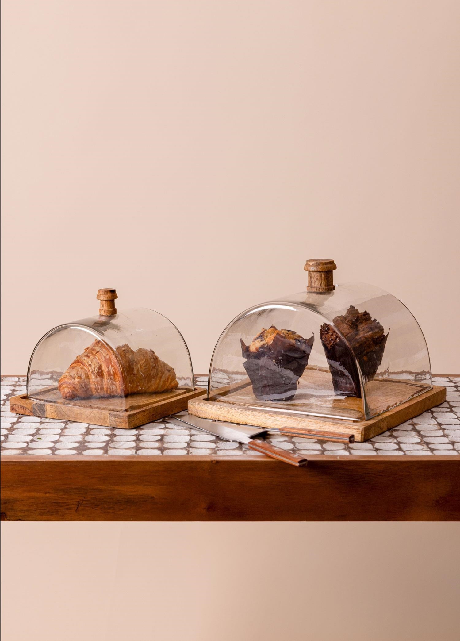 The Mia Madera Dikdörtgen Kek Saklama Fanusu 18x24x24 cm