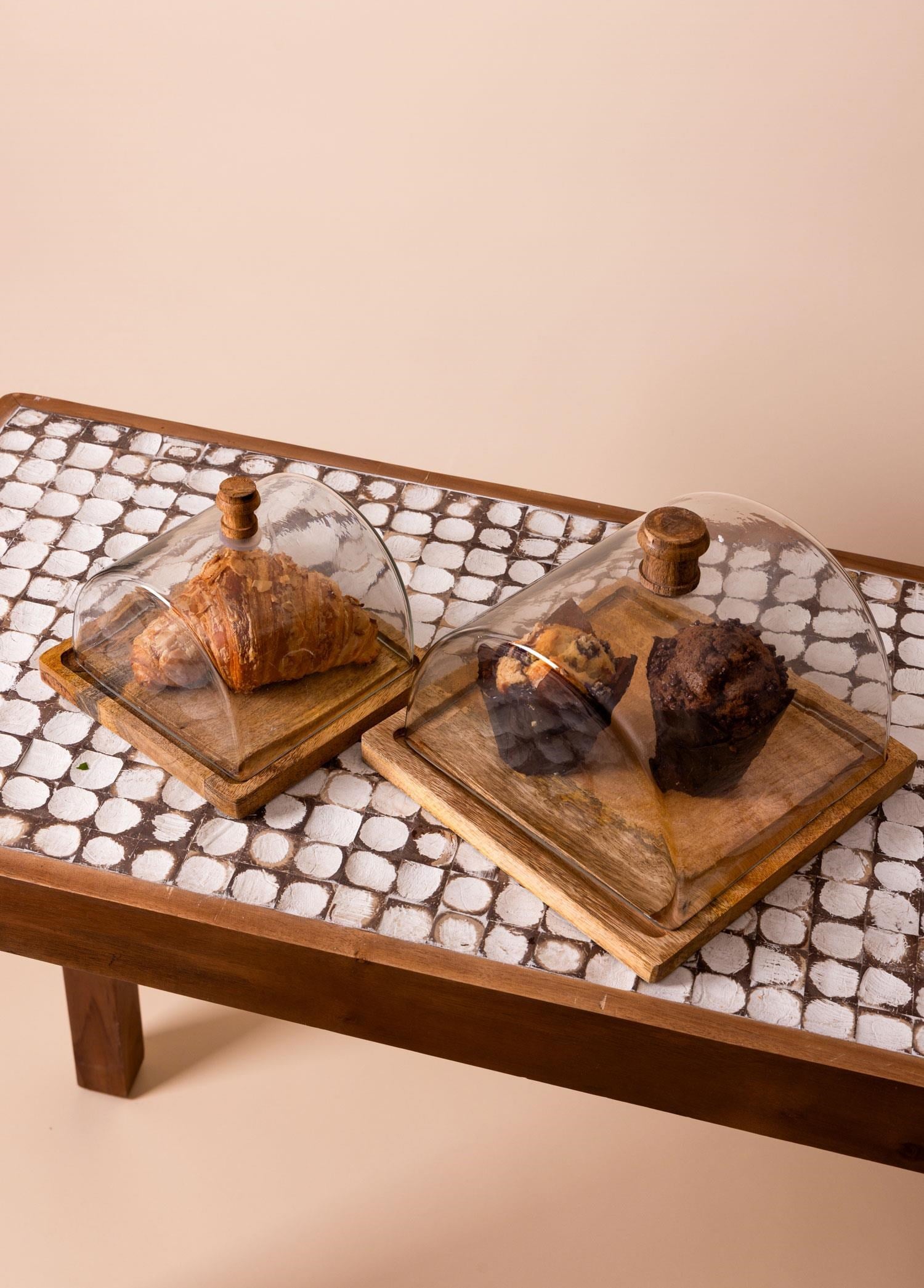 The Mia Madera Dikdörtgen Kek Saklama Fanusu 18x24x24 cm