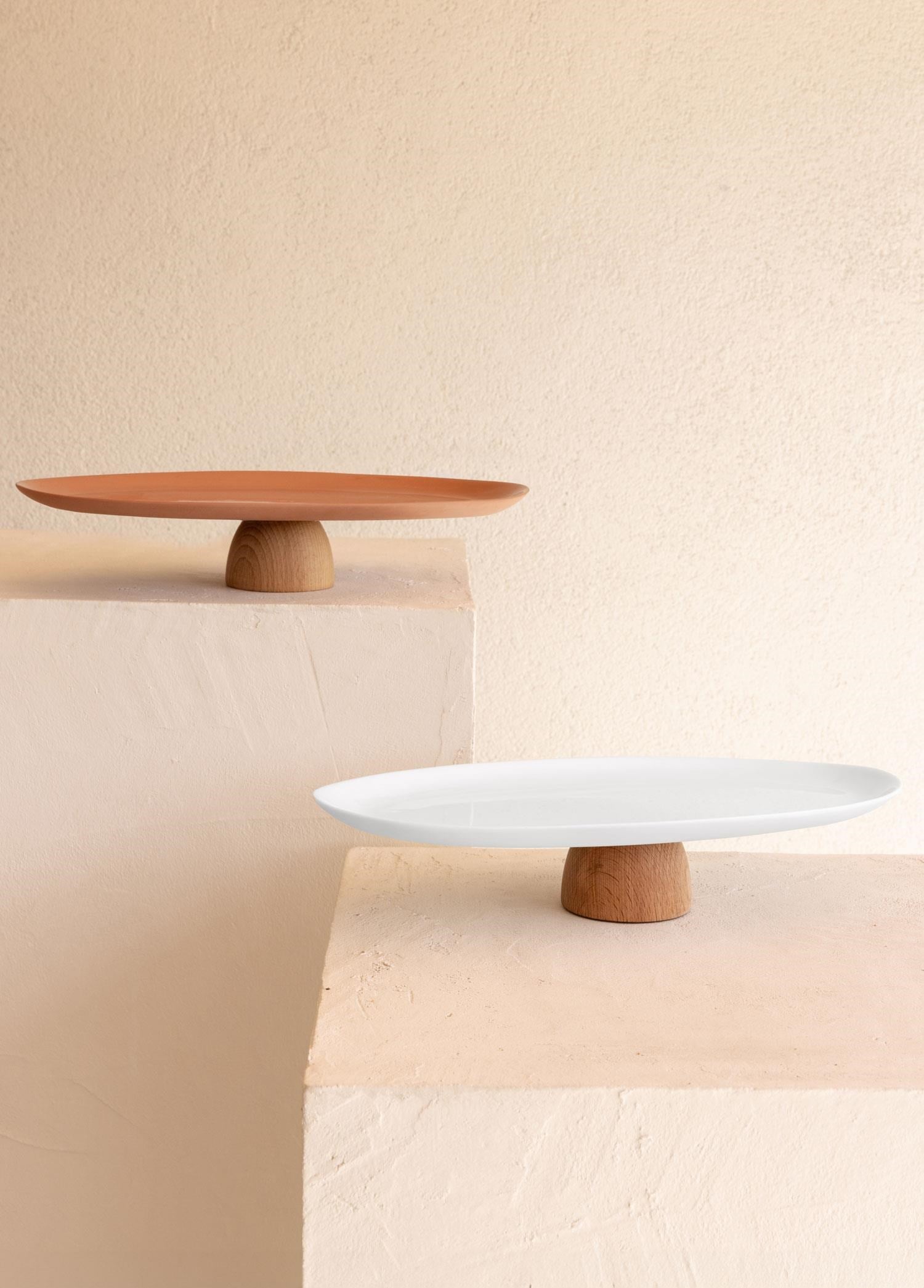 The Mia Limoges Ahşap Ayaklı Servis Tabağı Terracota 34x17x6,5 cm