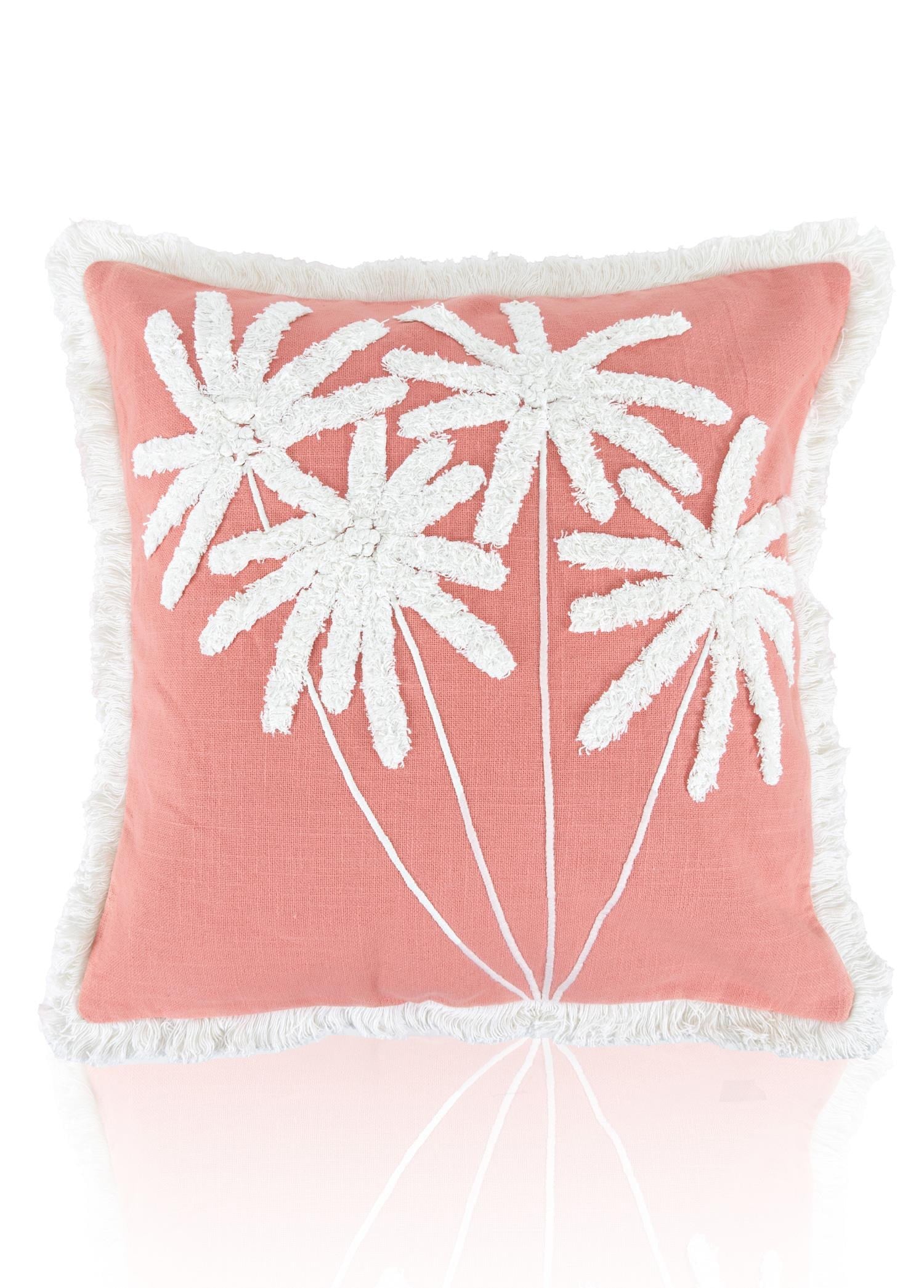The Mia Bohem Palmiye Desenli Kırlent Somon 45 x 45 cm