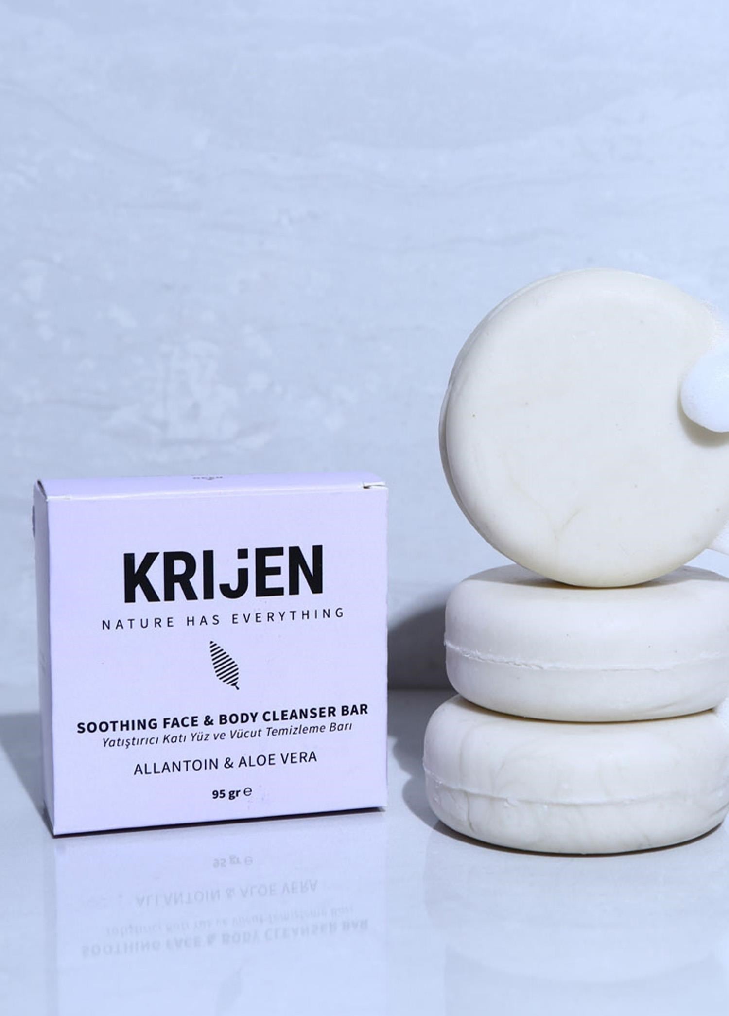Krijen Allantoın ve Aloe Vera Nemlendirici Katı Yüz Ve Vücut Temizleme Barı 95 Gr
