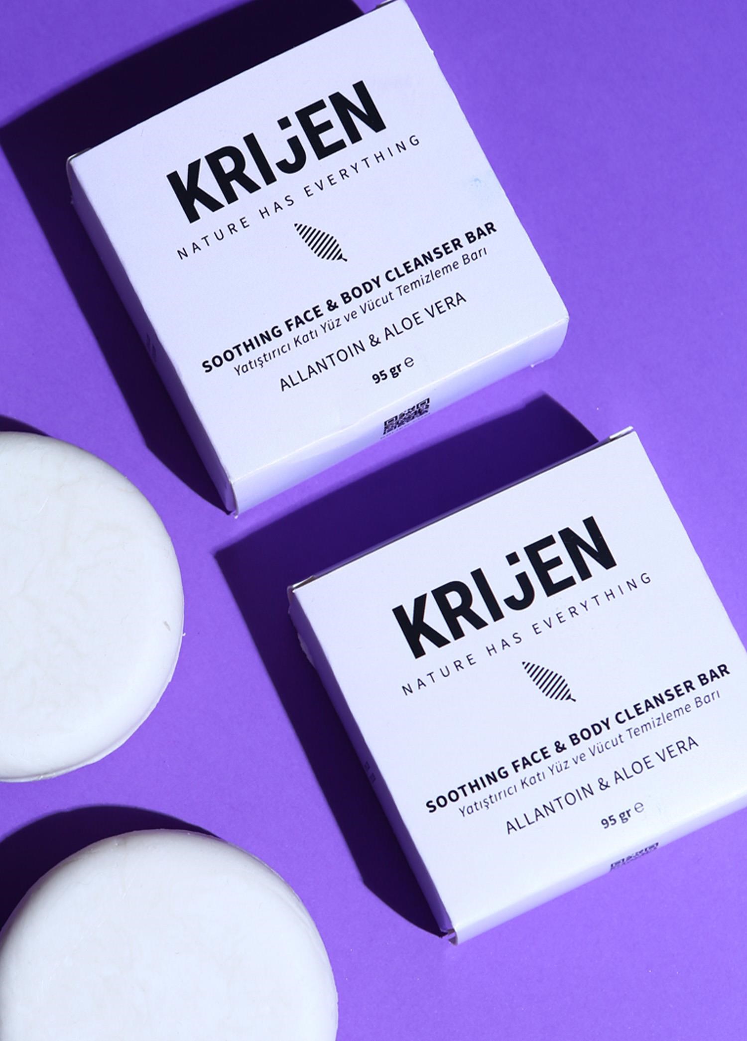 Krijen Allantoın ve Aloe Vera Nemlendirici Katı Yüz Ve Vücut Temizleme Barı 95 Gr