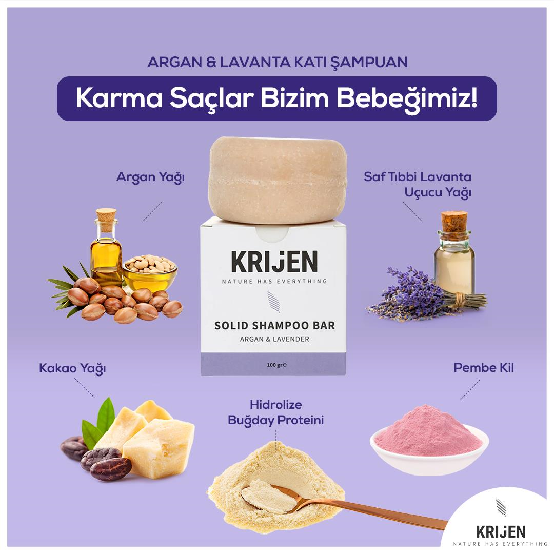 Krijen Argan ve Lavanta Katı Şampuanı 100 Gr