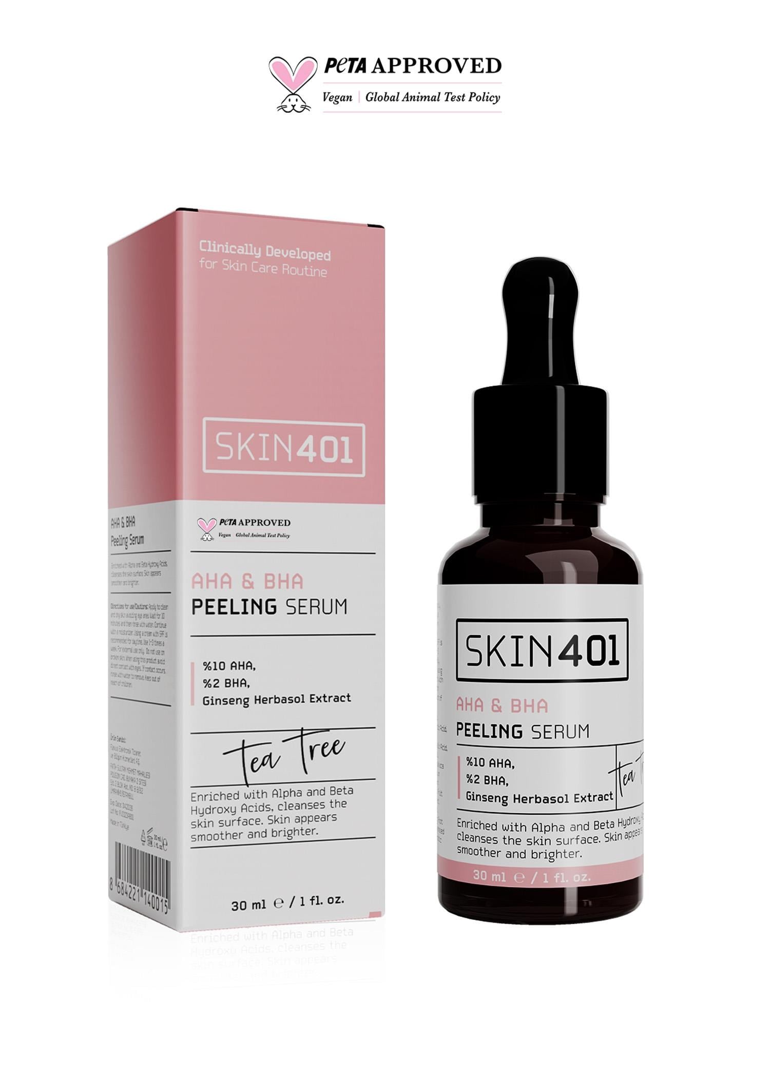 Skin401 AHA %10 BHA %2 Canlandırıcı Cilt Tonu Eşitleyici Yüz Peeling Serum 30ml
