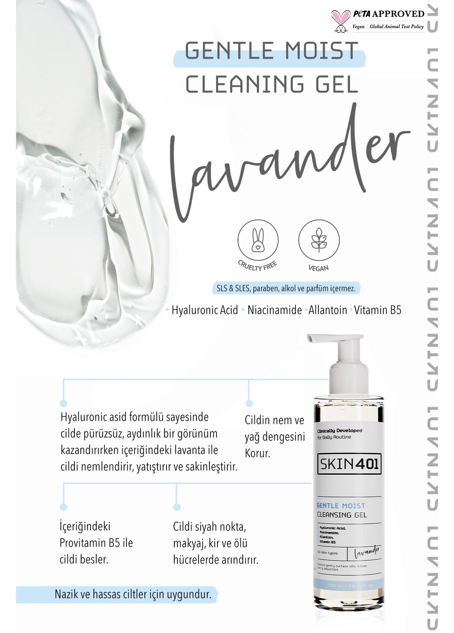 Skin401 Nemlendirici Tazelik ve Parlaklık Veren Yüz Temizleme Jeli 200ml