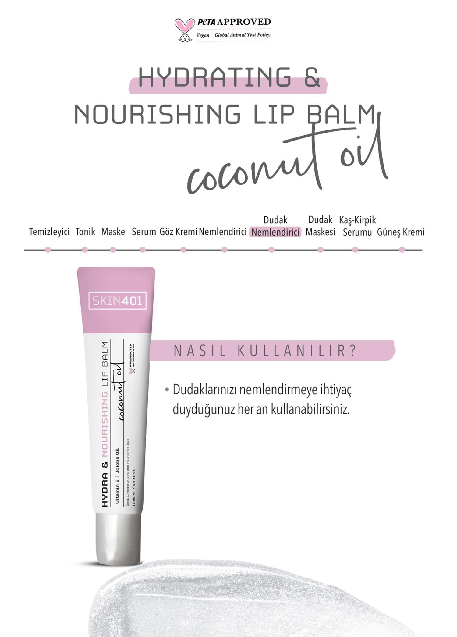 Skin401 Nemlendirici ve Besleyici Dudak Balmı 15ml