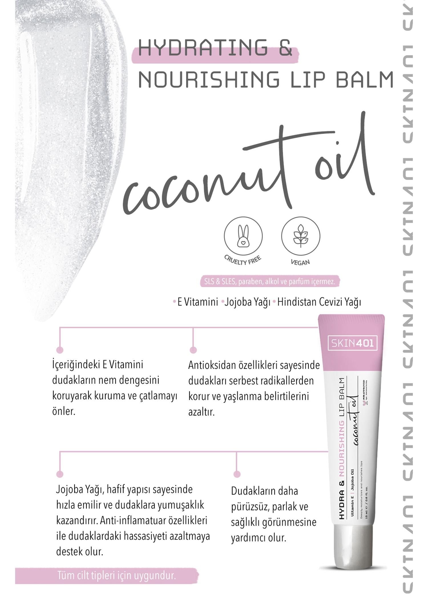Skin401 Nemlendirici ve Besleyici Dudak Balmı 15ml