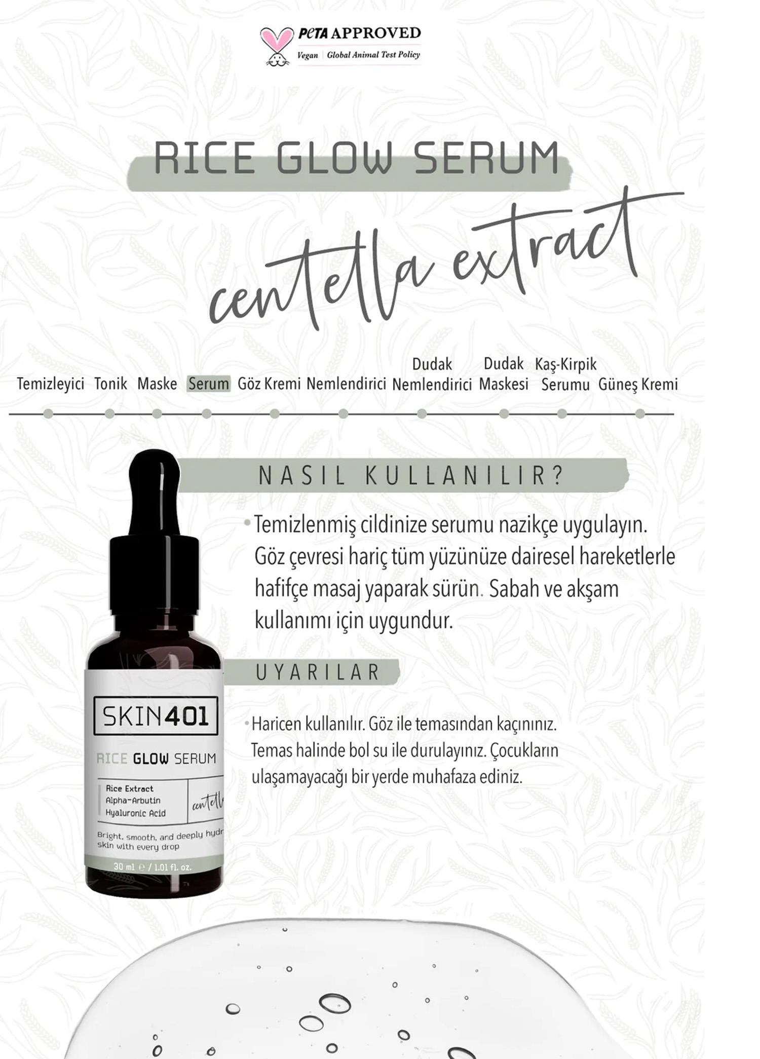 Skin401 Pirinç Özlü Aydınlatıcı ve Parlaklık Etkili Serum 
