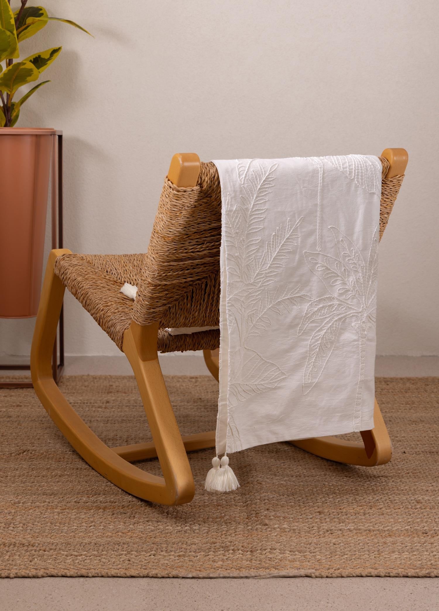 The Mia Throw Koltuk Şalı Püsküllü Krem 170x130