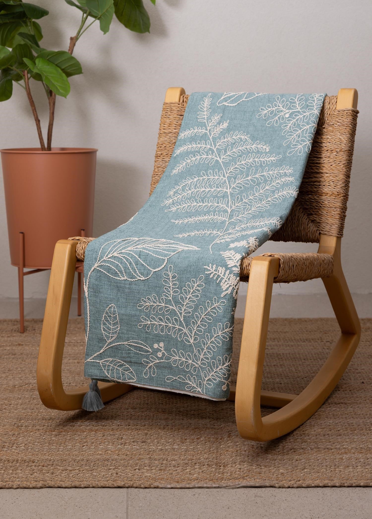 The Mia Throw Koltuk Şalı Püsküllü Yeşil 170x130