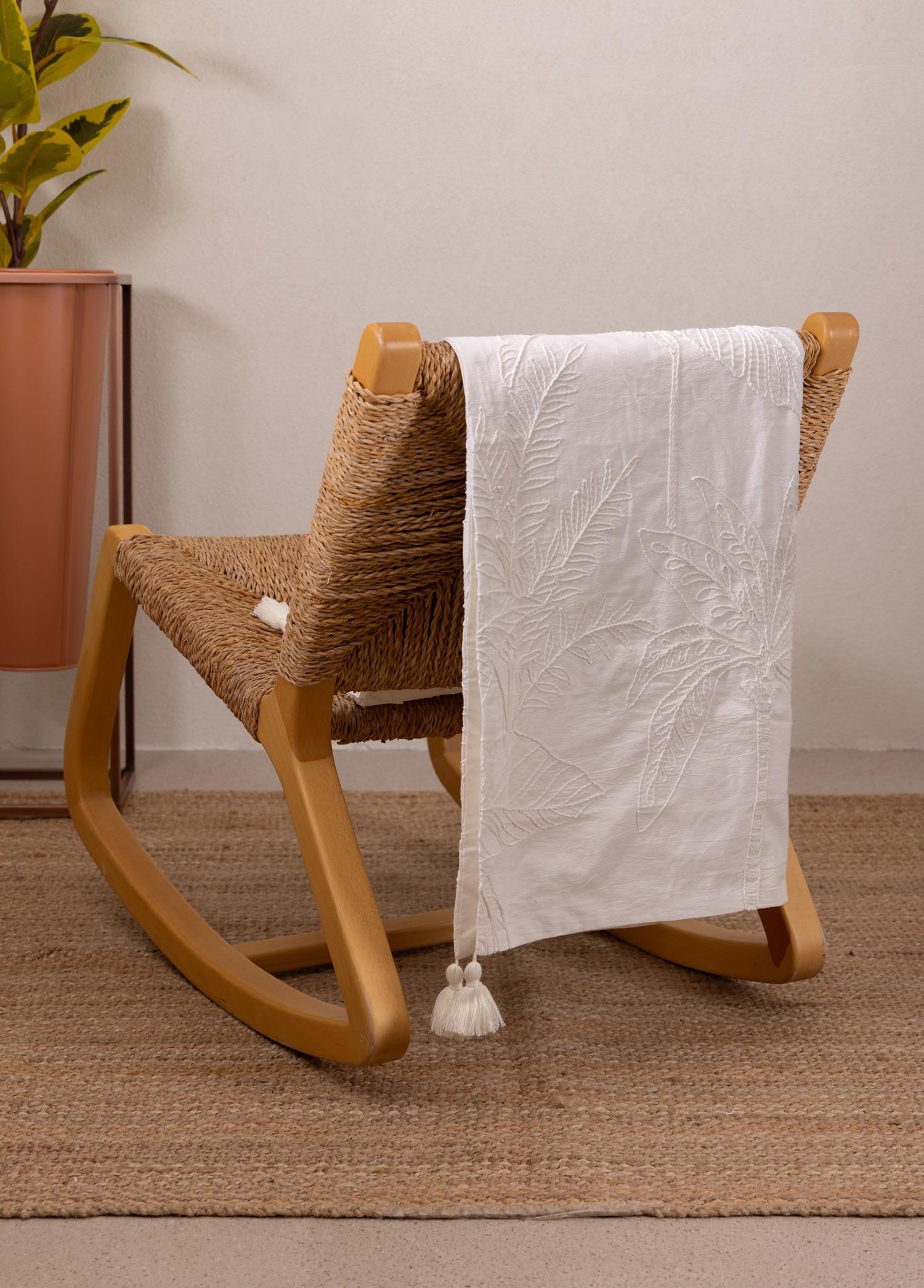 The Mia Throw Koltuk Şalı Püsküllü Krem 170x130