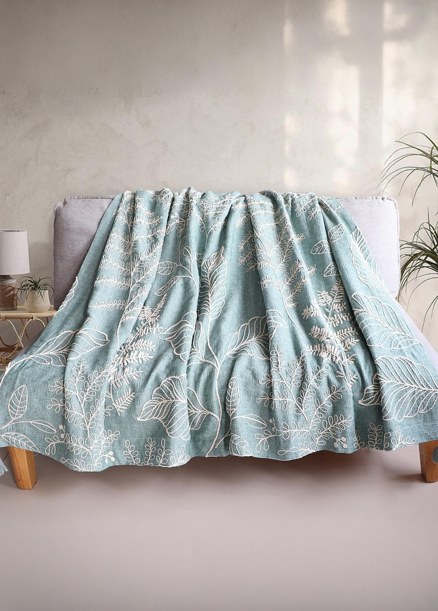 The Mia Throw Koltuk Şalı Püsküllü Yeşil 170x130
