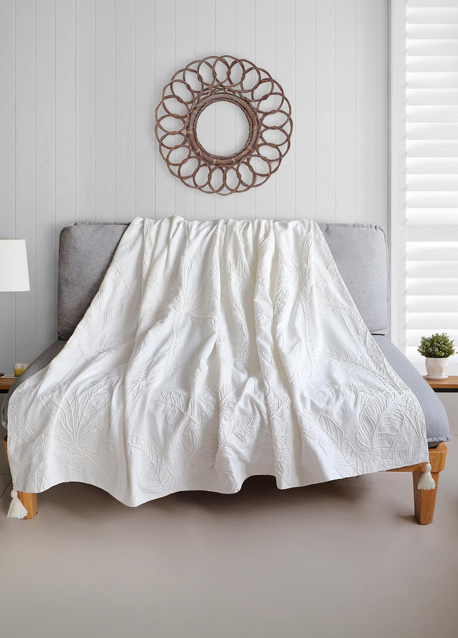 The Mia Throw Koltuk Şalı Püsküllü Krem 170x130