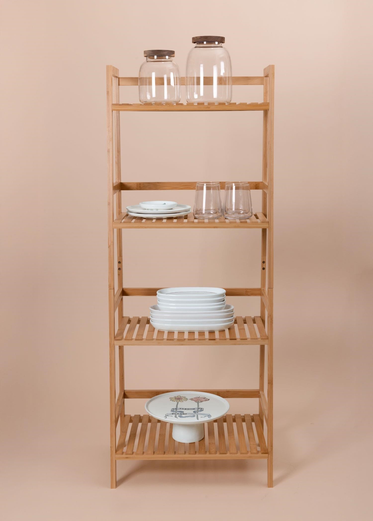 The Mia Bambu 4 Katlı Düzenleyici Dolap Raf 120x49x32 Cm