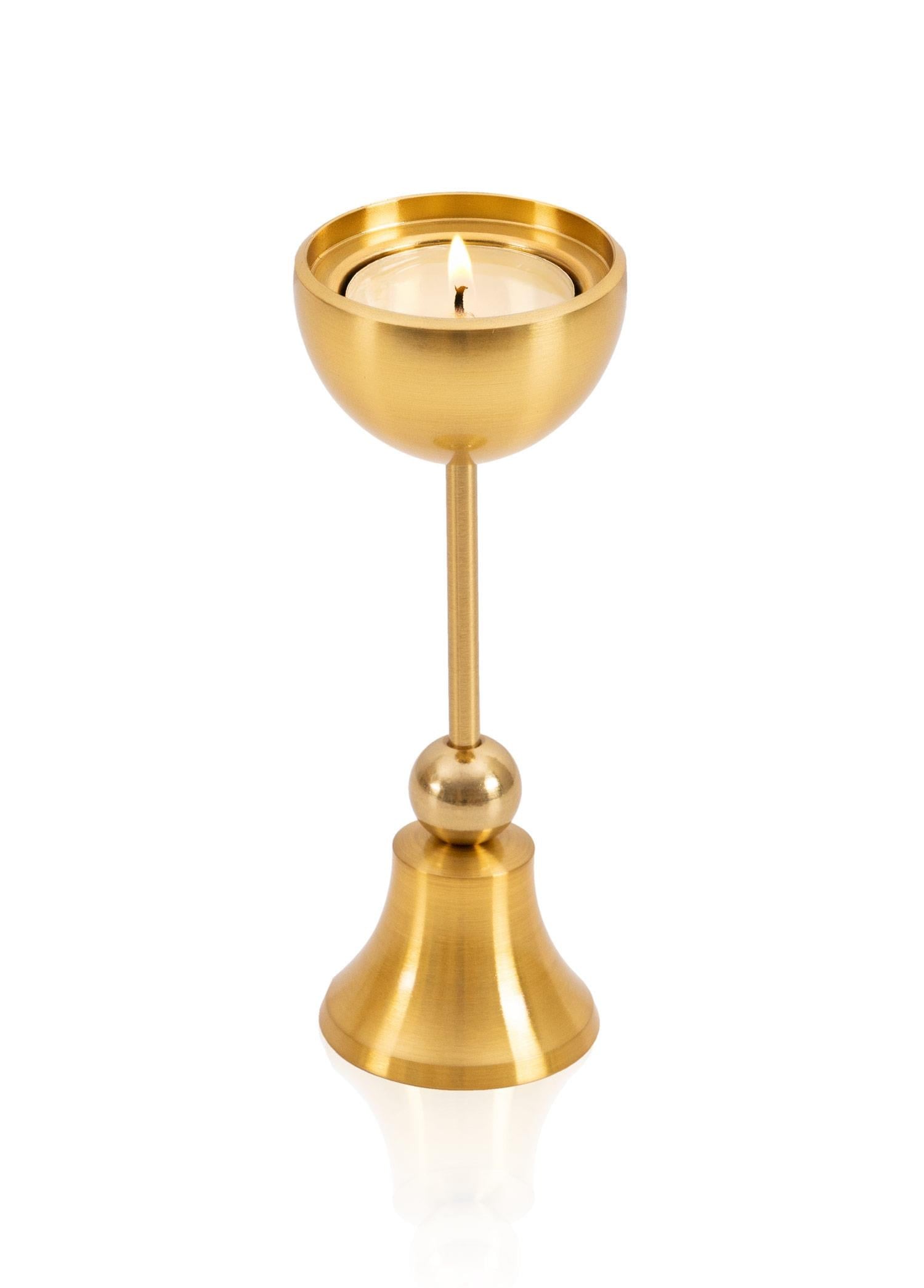 The Mia Brass Pirinç Şamdan ve Tealight Mumluk 15 Cm