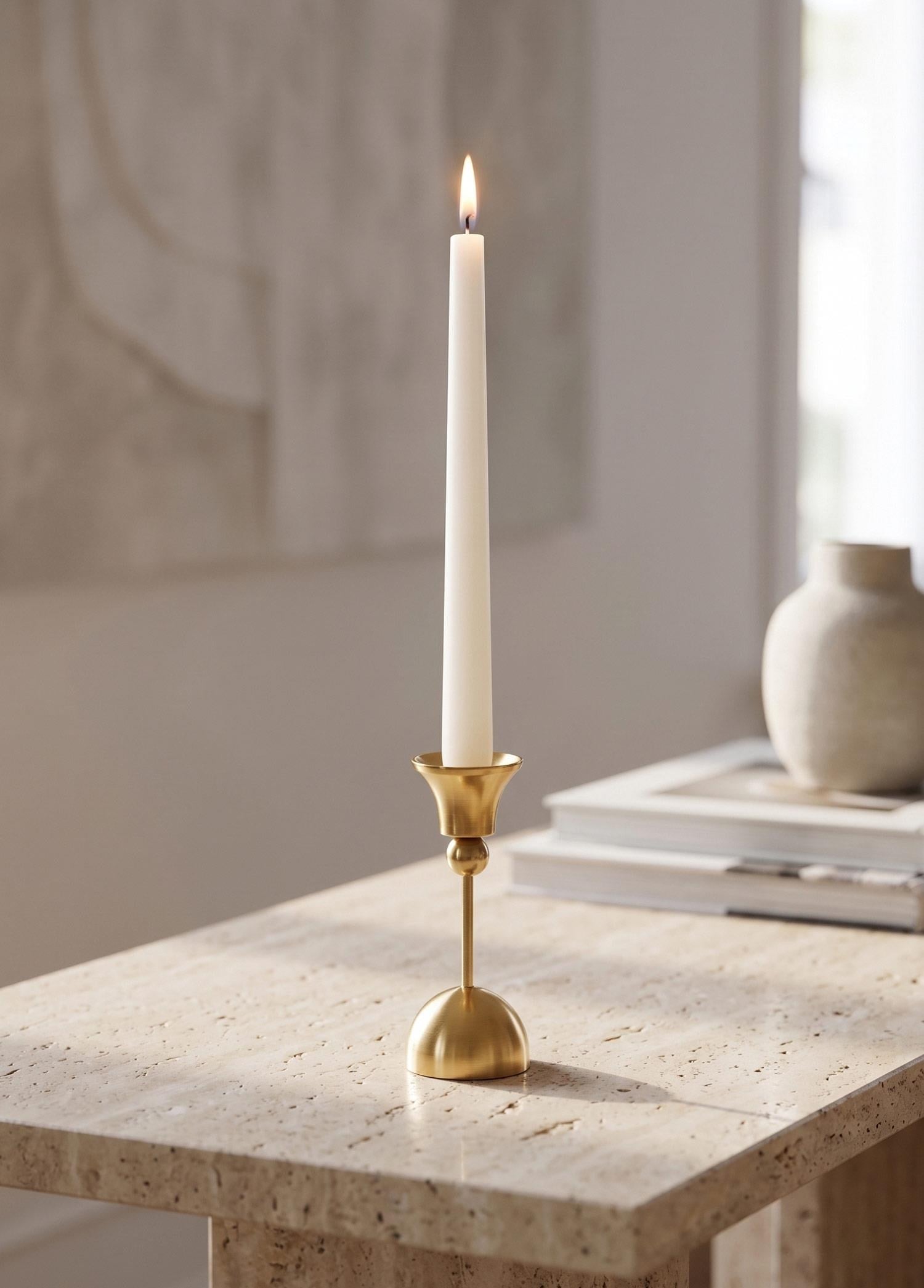 The Mia Brass Pirinç Şamdan ve Tealight Mumluk 15 Cm
