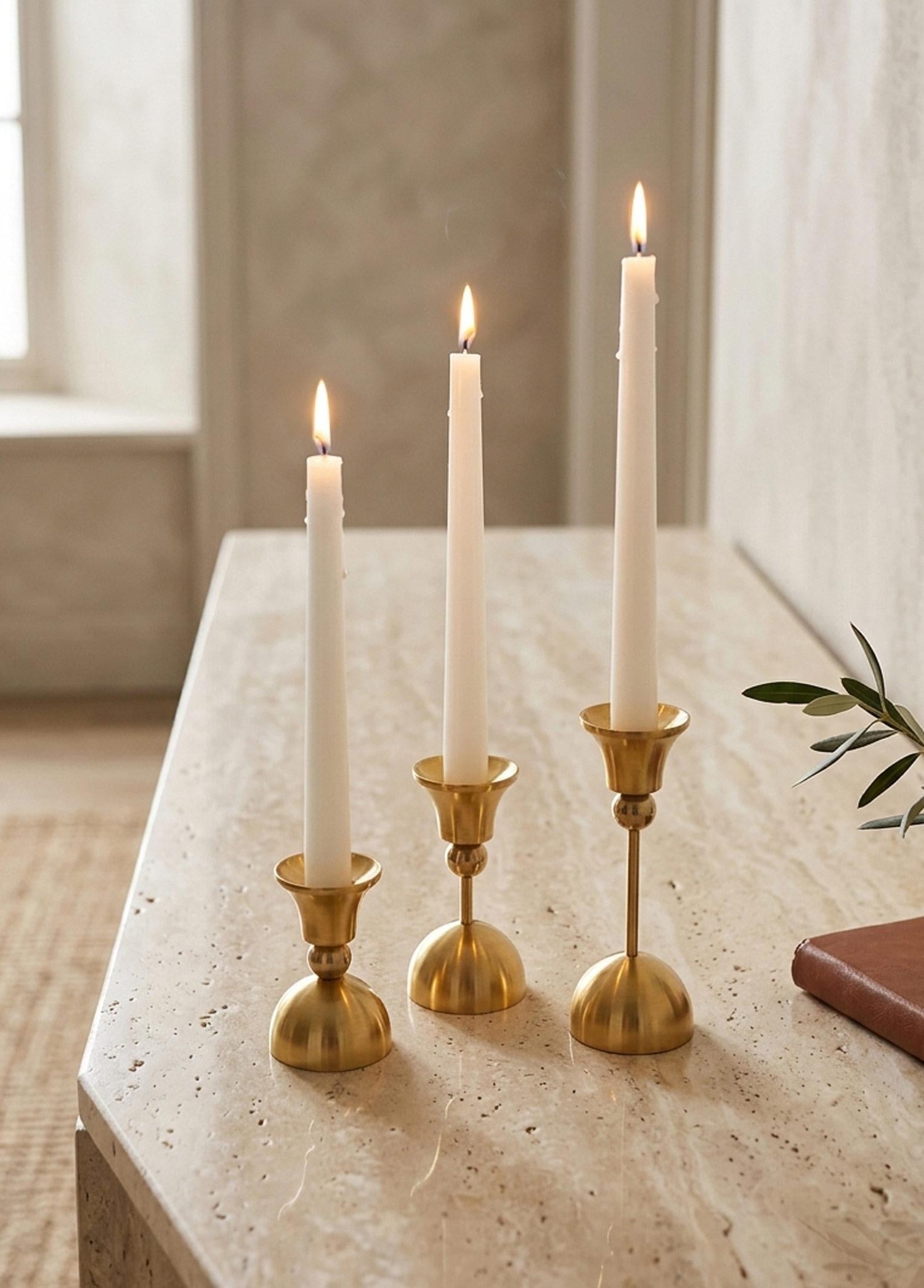 The Mia Brass Pirinç Şamdan ve Tealight Mumluk 9 Cm