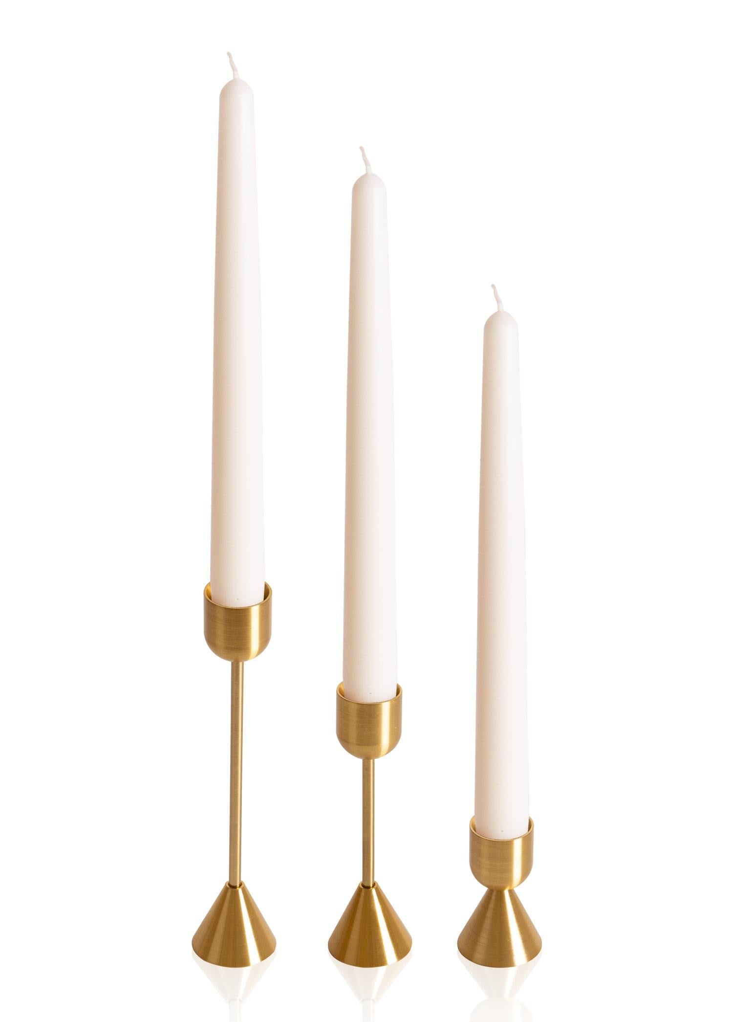 The Mia Brass Pirinç Silindir Şamdan 3 Parça Set