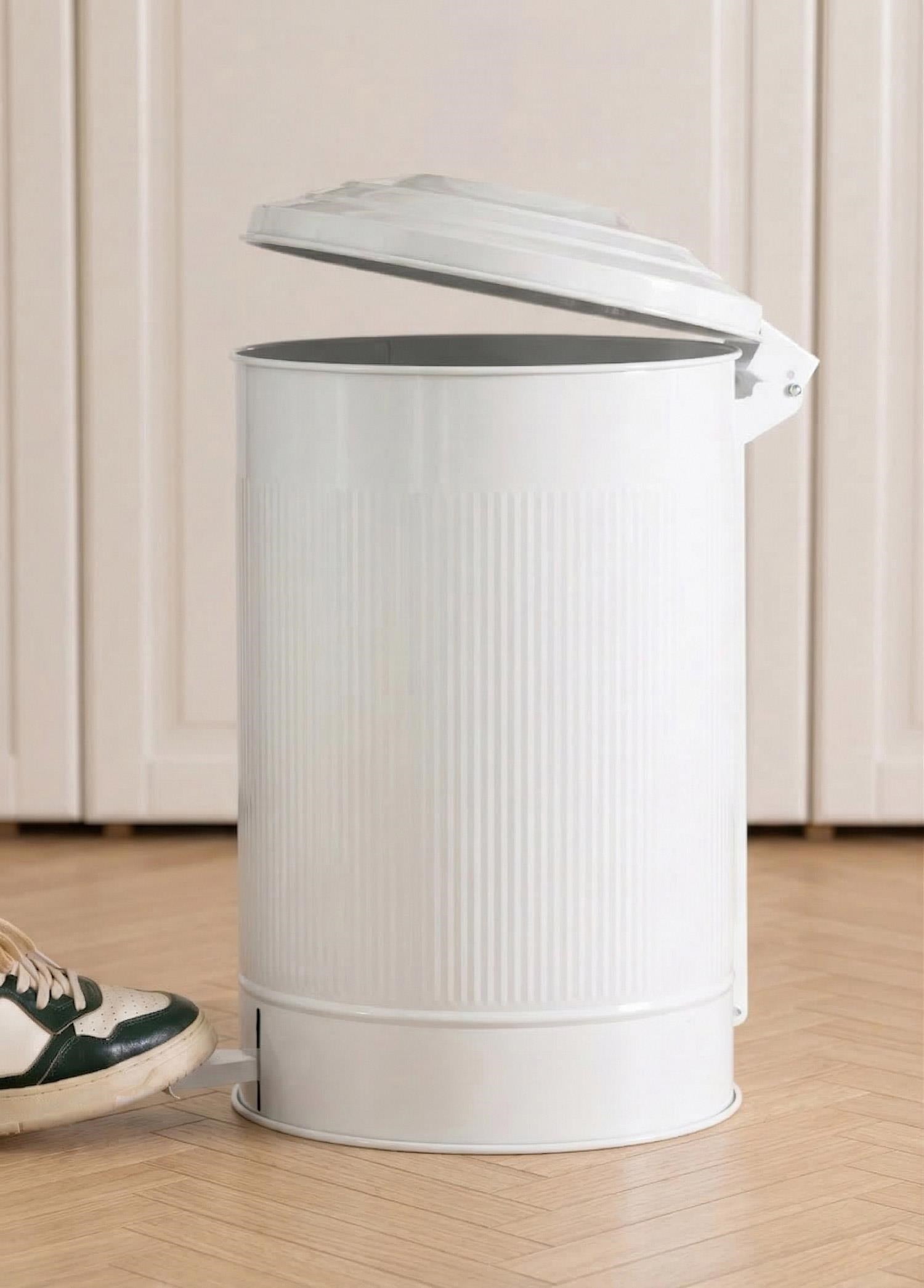 The Mia Stripe Mutfak Çöp Kovası Beyaz 37 Lt