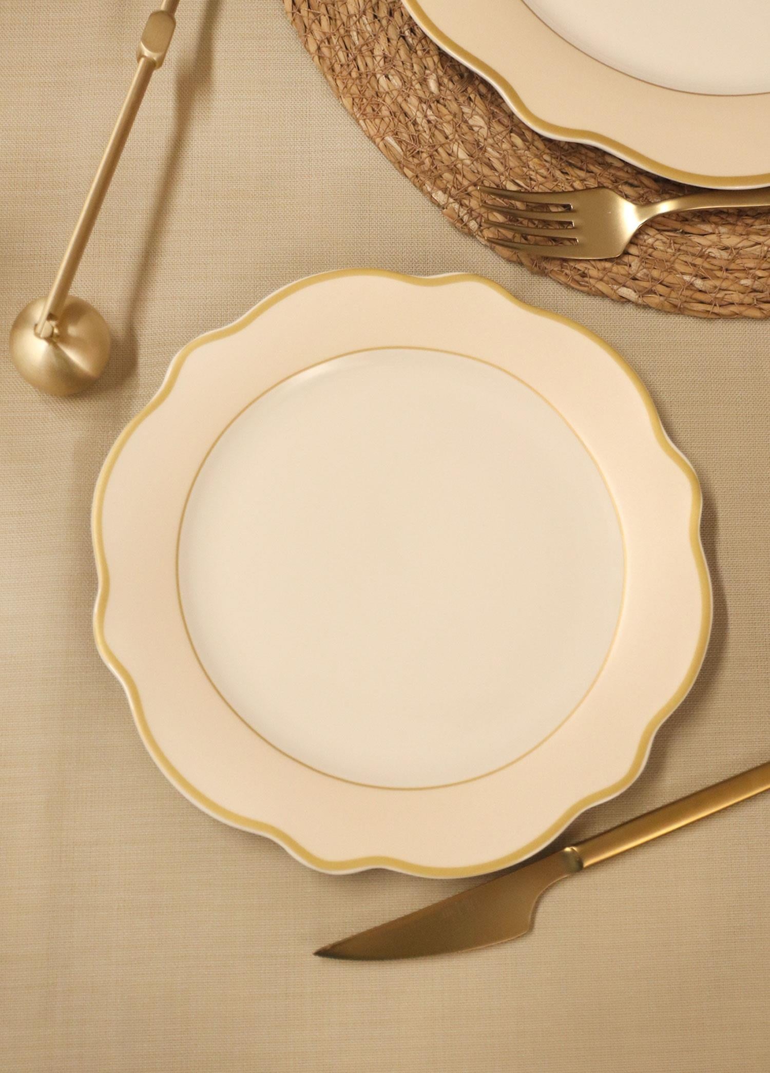 The Mia Jaswely Pasta Tabağı 6 Parça Krem 21 Cm